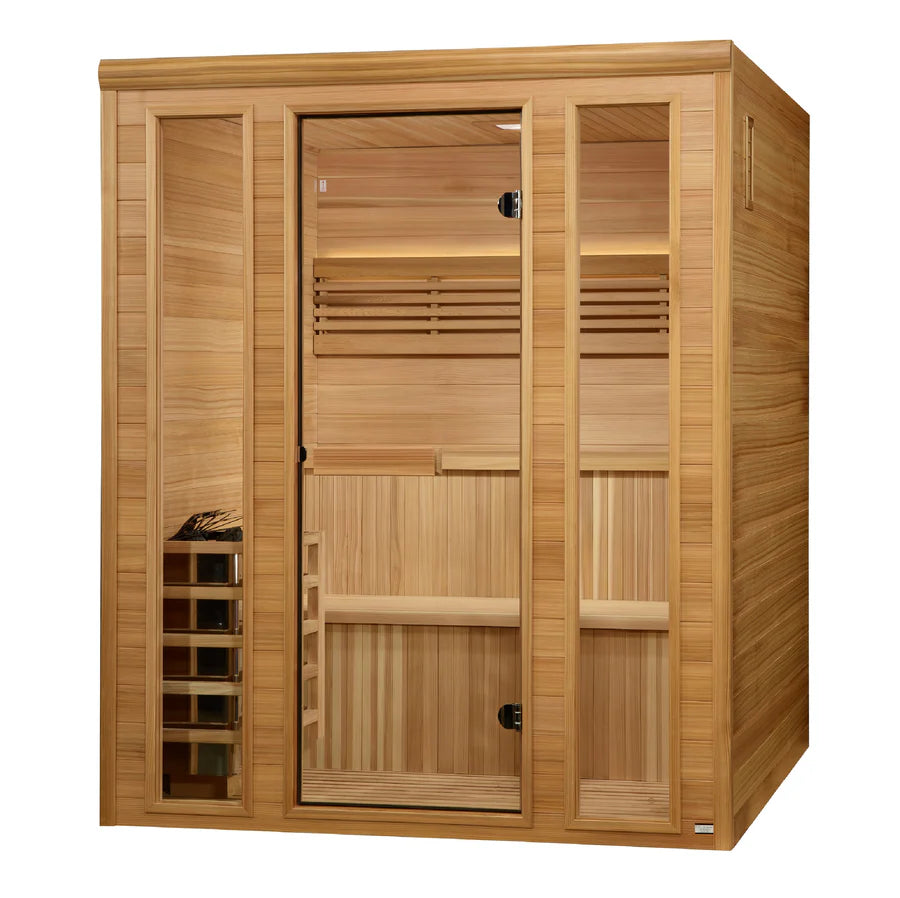 GDI-7060-01 Golden Designs 2025 "Engelberg Edition" 4 - 6 Person Traditional Steam Sauna - Pacific Premium Clear Cedar