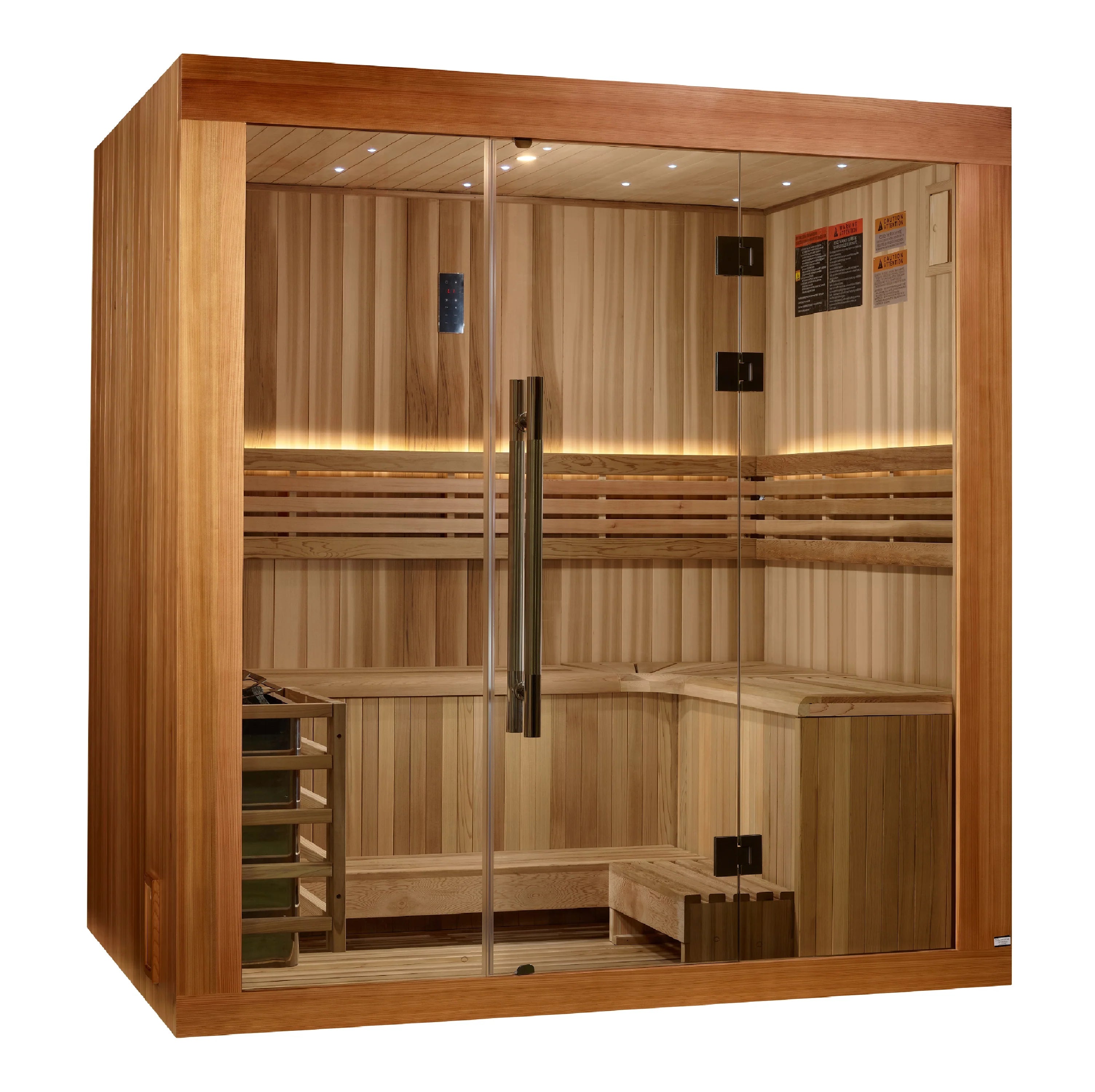 GDI-7389-02 Golden Designs 2025 Updated "Copenhagen Edition" 3 Person Traditional Sauna - Canadian Red Cedar Interior and Pacific Premium Clear Cedar Exterior - Superior Health & Fitness Solutions