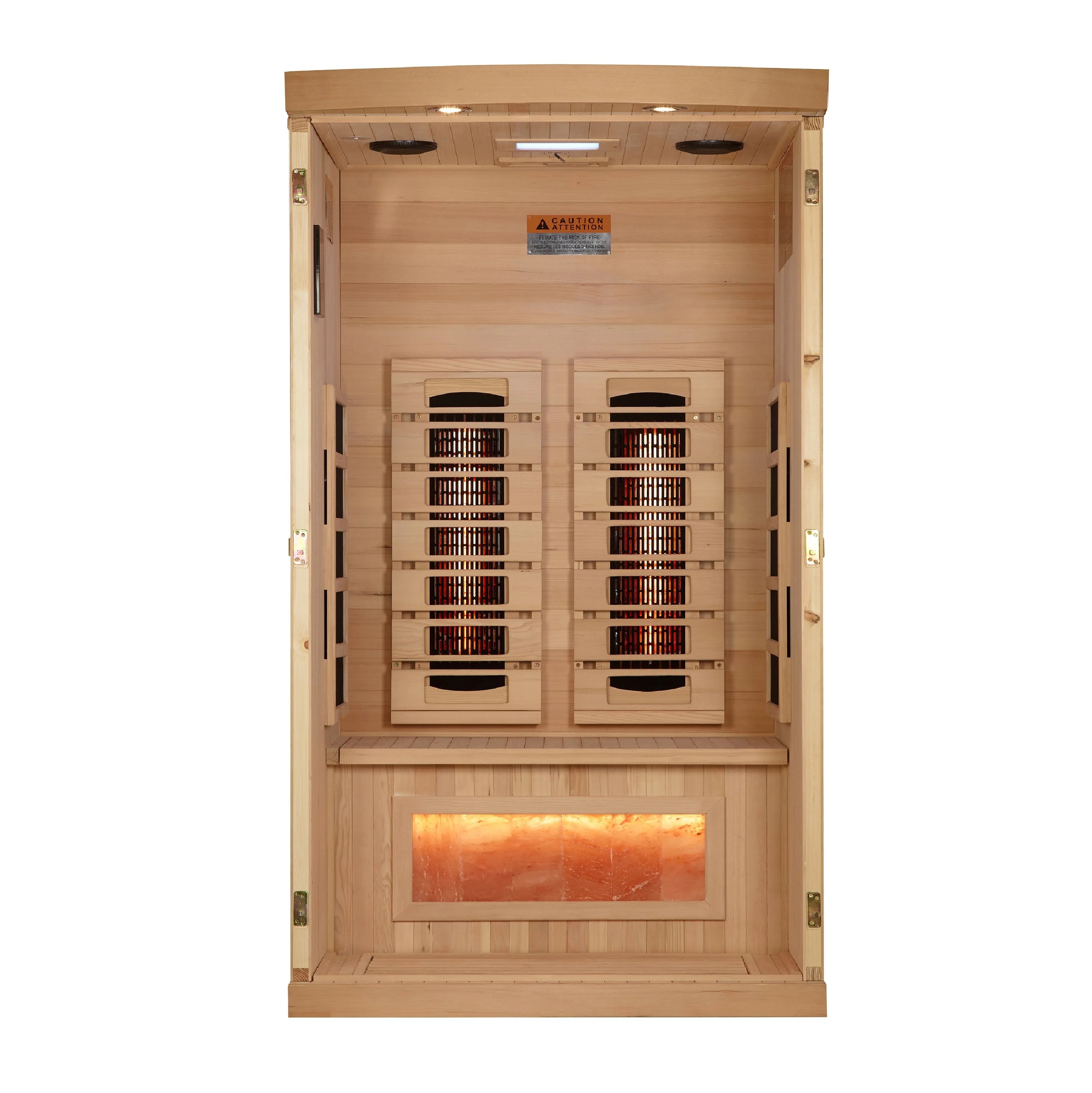 GDI-8010-03 Golden Designs 1-2-Person Full Spectrum PureTech™ Near Zero EMF FAR Infrared Sauna with Himalayan Salt Bar (Canadian Hemlock) - Superior Health & Fitness Solutions