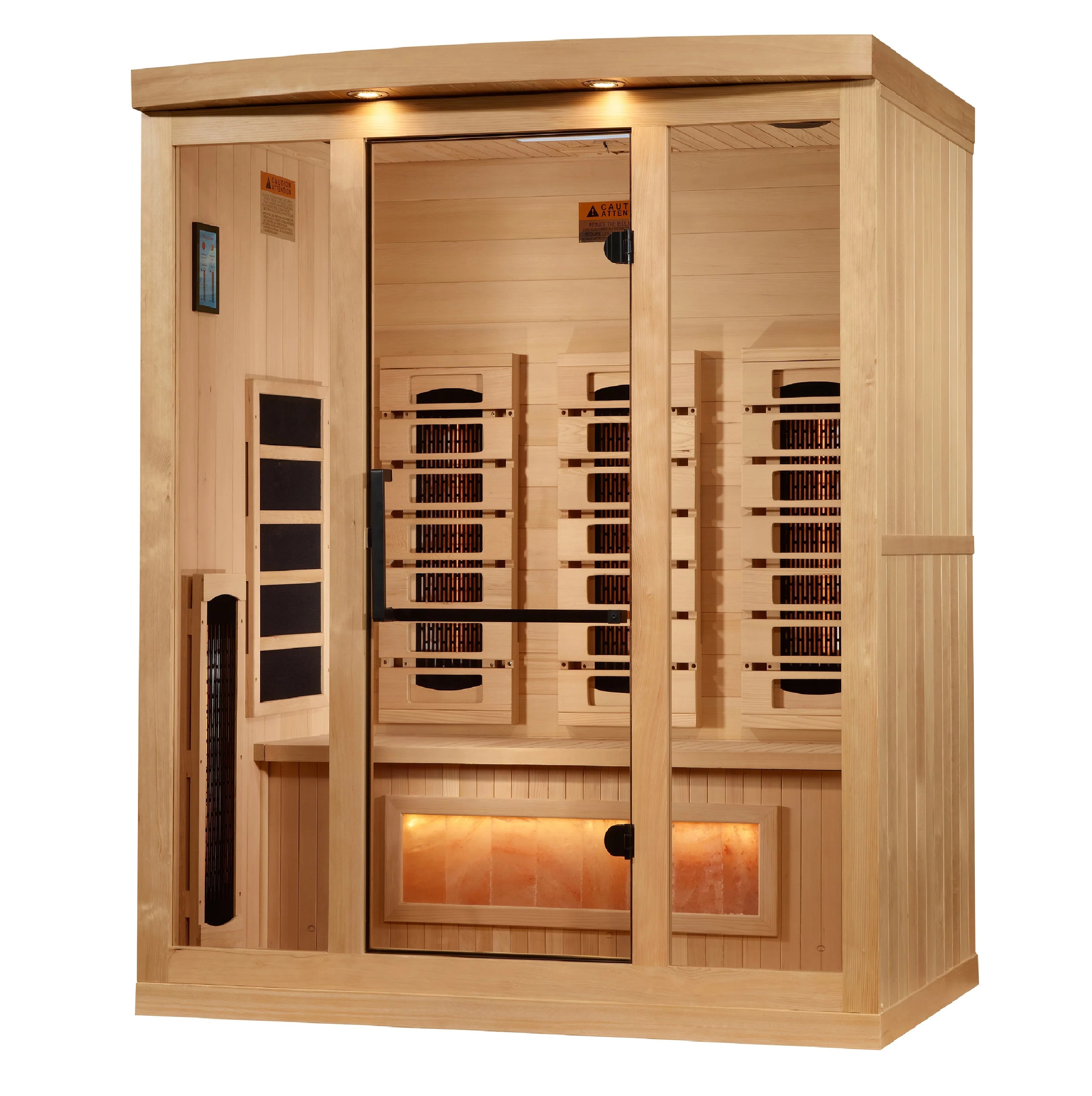 GDI-8030-03 Golden Designs 3-Person Full Spectrum PureTech™ Near Zero EMF FAR Infrared Sauna with Himalayan Salt Bar (Canadian Hemlock) - Superior Health & Fitness Solutions