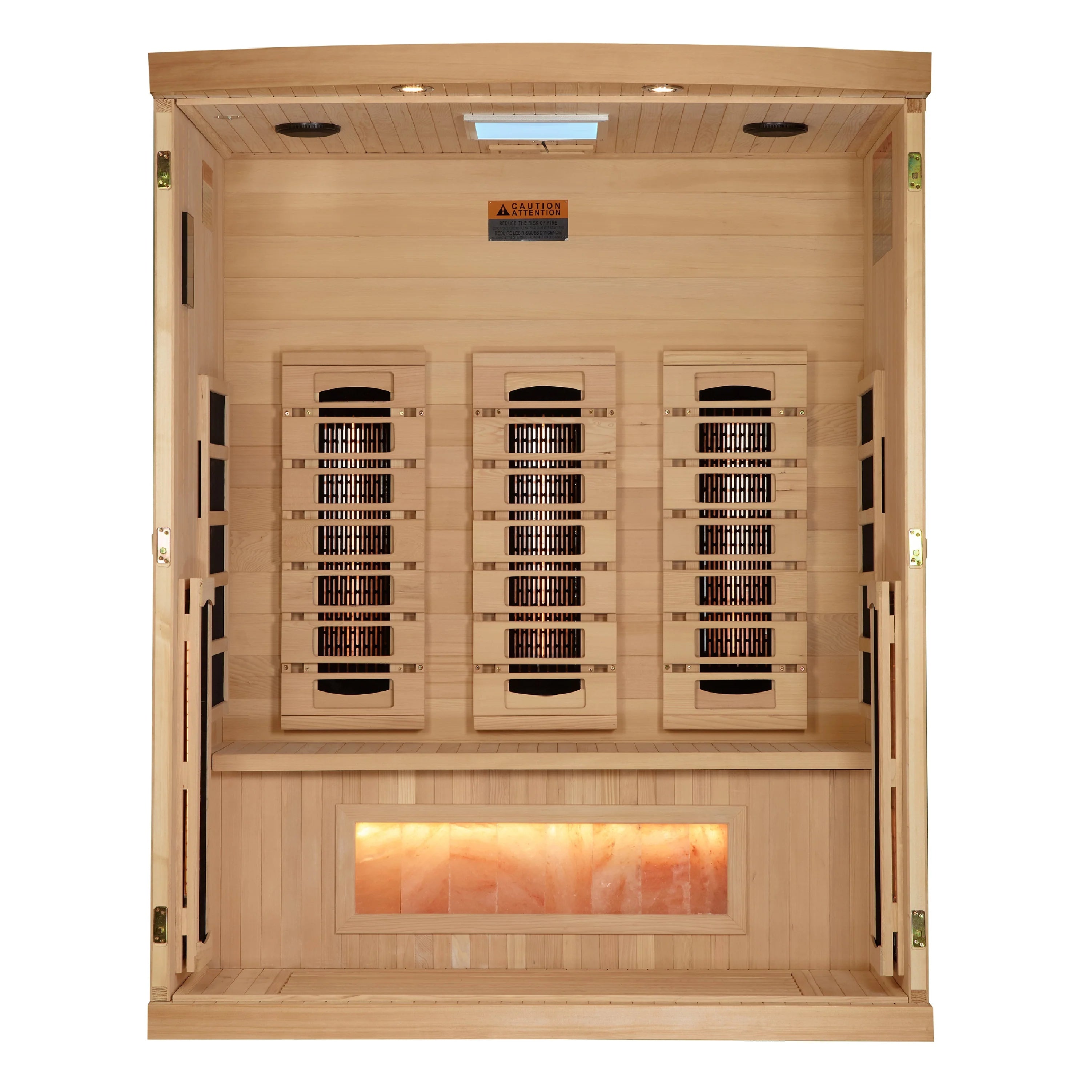 GDI-8030-03 Golden Designs 3-Person Full Spectrum PureTech™ Near Zero EMF FAR Infrared Sauna with Himalayan Salt Bar (Canadian Hemlock) - Superior Health & Fitness Solutions