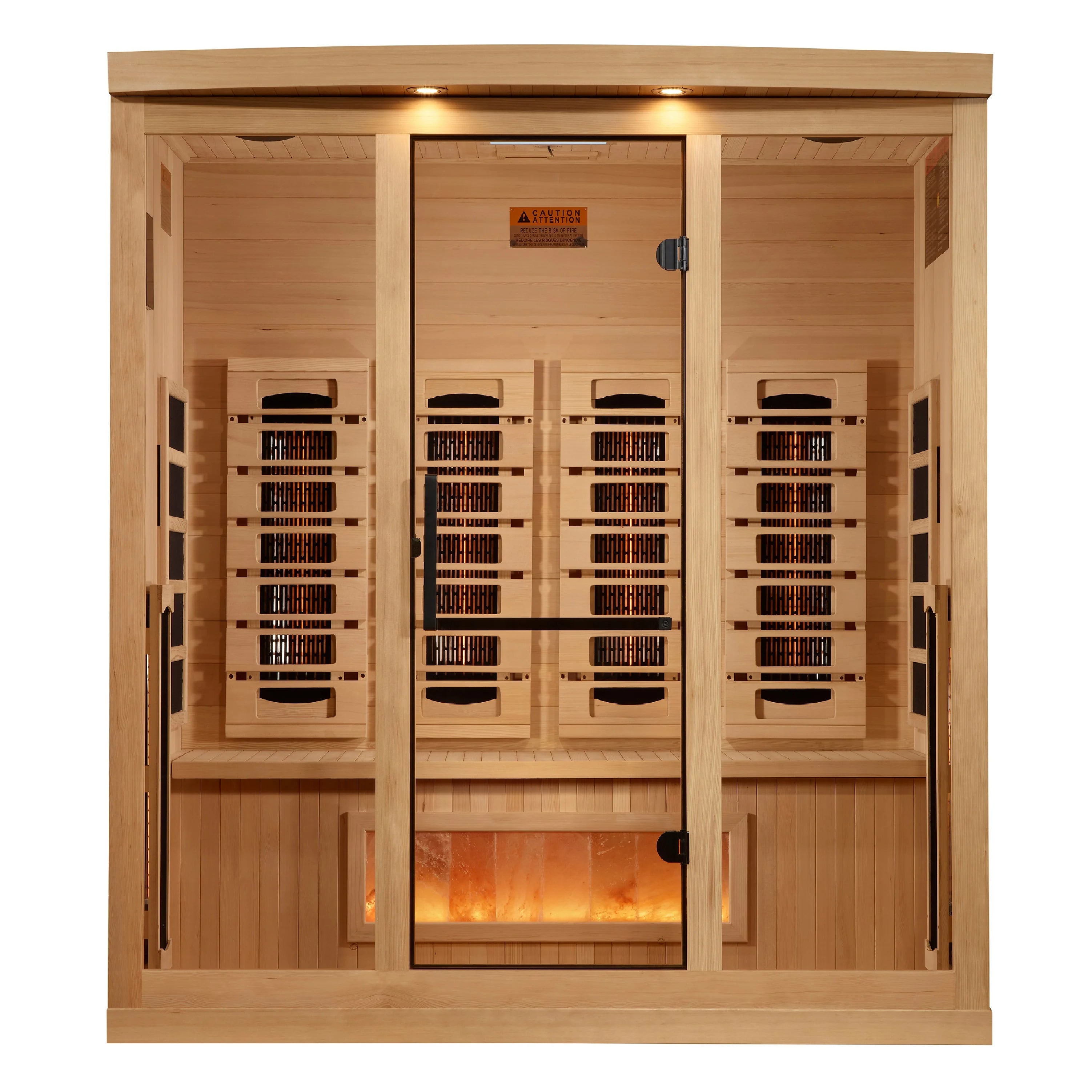 GDI-8040-03 Golden Designs 4-Person Full Spectrum PureTech™ Near Zero EMF FAR Infrared Sauna with Himalayan Salt Bar (Canadian Hemlock) - Superior Health & Fitness Solutions