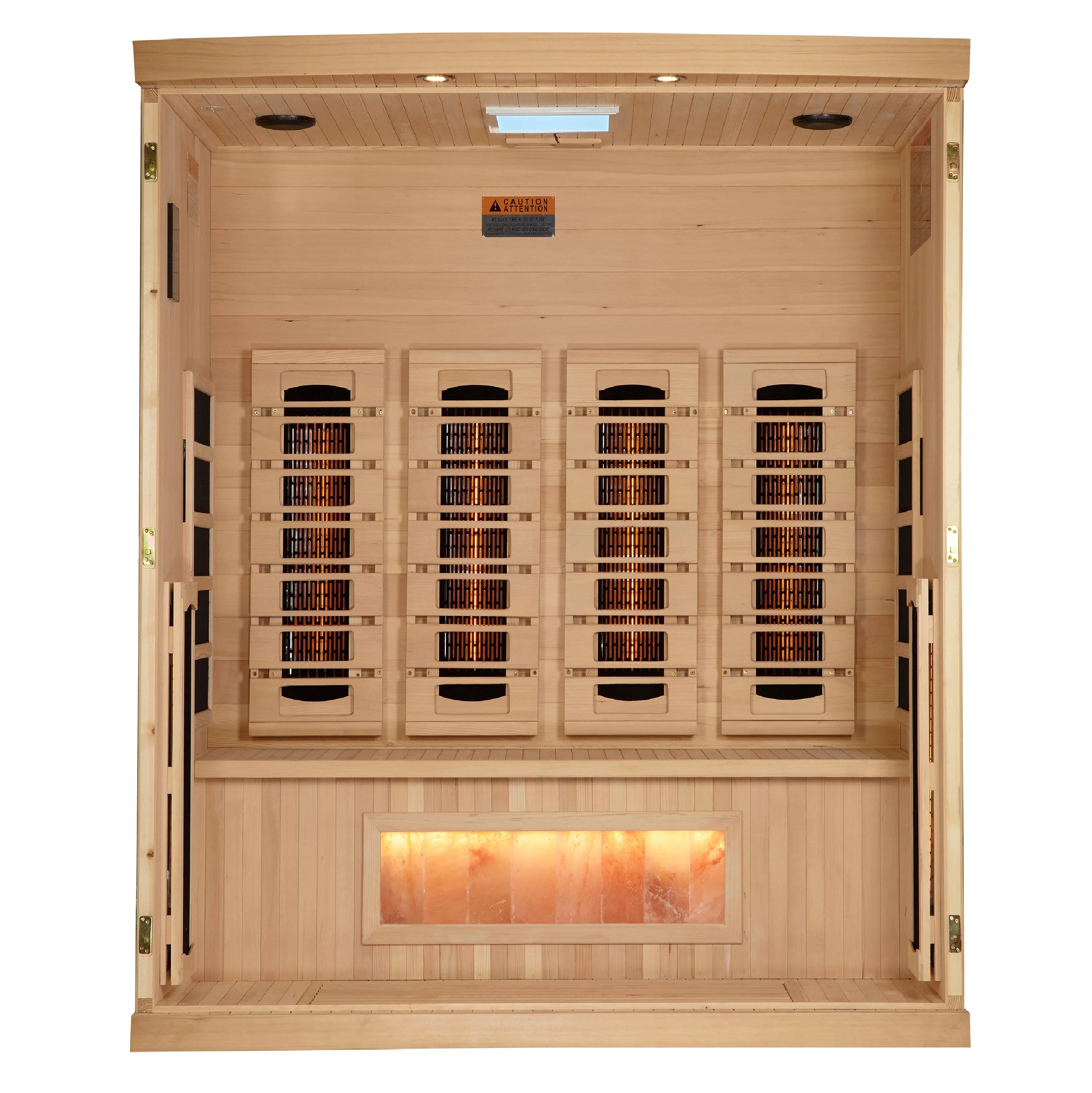 GDI-8040-03 Golden Designs 4-Person Full Spectrum PureTech™ Near Zero EMF FAR Infrared Sauna with Himalayan Salt Bar (Canadian Hemlock) - Superior Health & Fitness Solutions