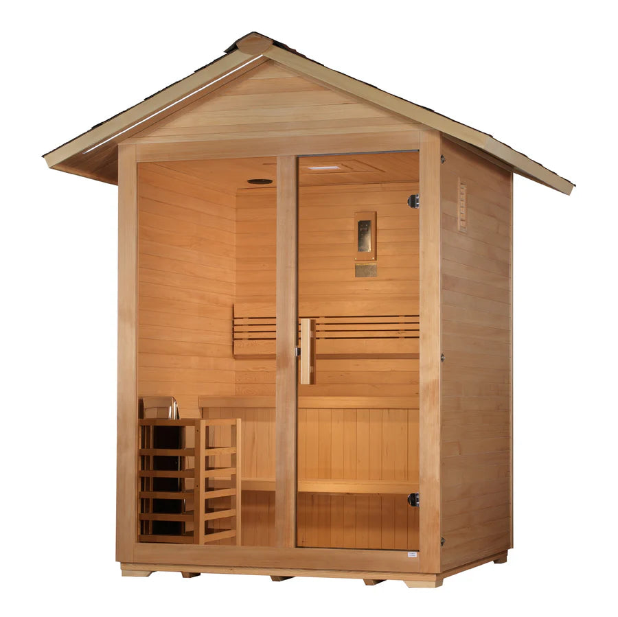 GDI-8103-01 Golden Designs "Arlberg" 3 Person Traditional Outdoor Sauna - Canadian Hemlock
