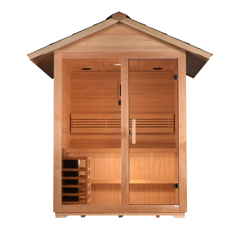 GDI-8103-01 Golden Designs "Arlberg" 3 Person Traditional Outdoor Sauna - Canadian Hemlock