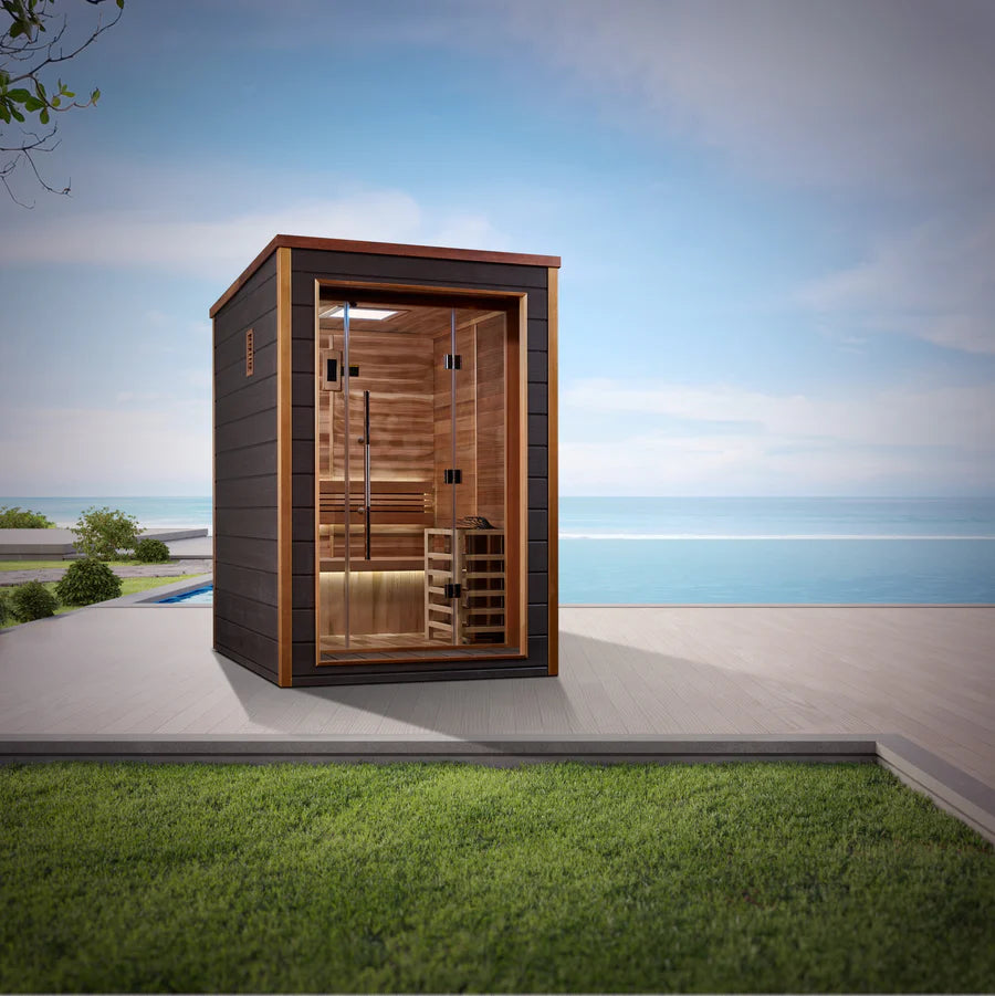 GDI-8202-01 Golden Designs "Narvik" 2 Person Outdoor Traditional Sauna - Canadian Red Cedar Interior