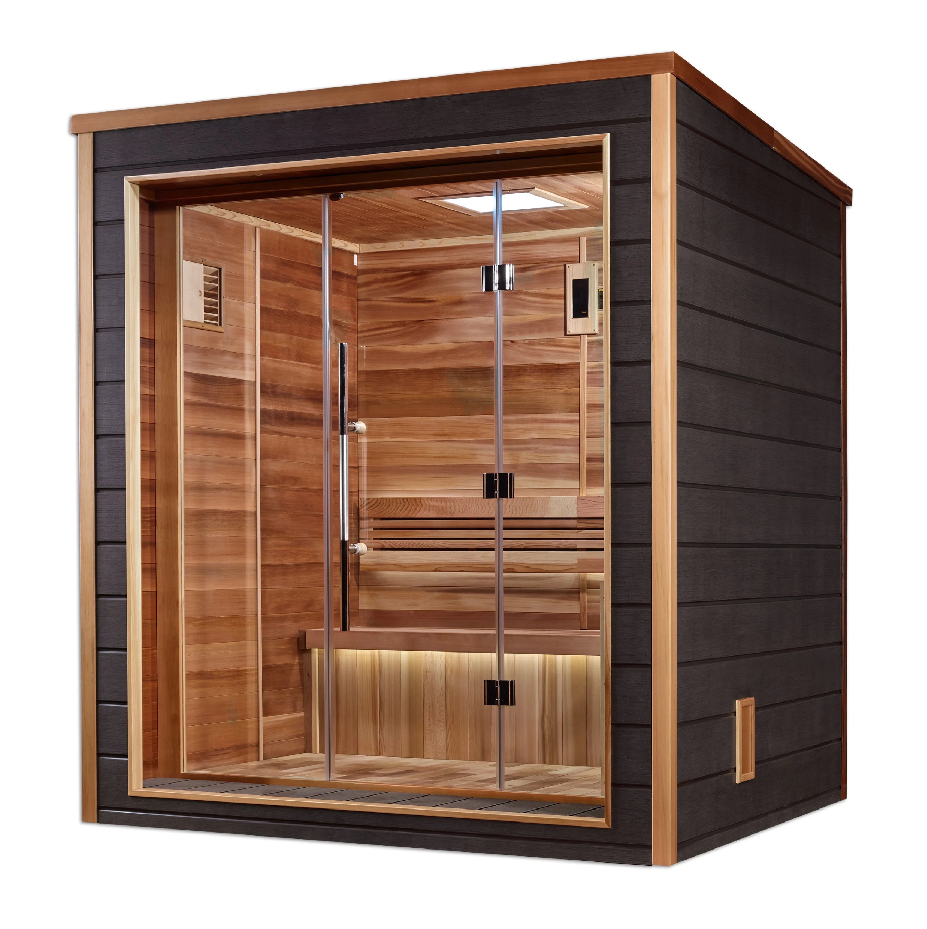 GDI-8203-01 Golden Designs "Drammen" 3 Person Outdoor Traditional Sauna - Canadian Red Cedar Interior