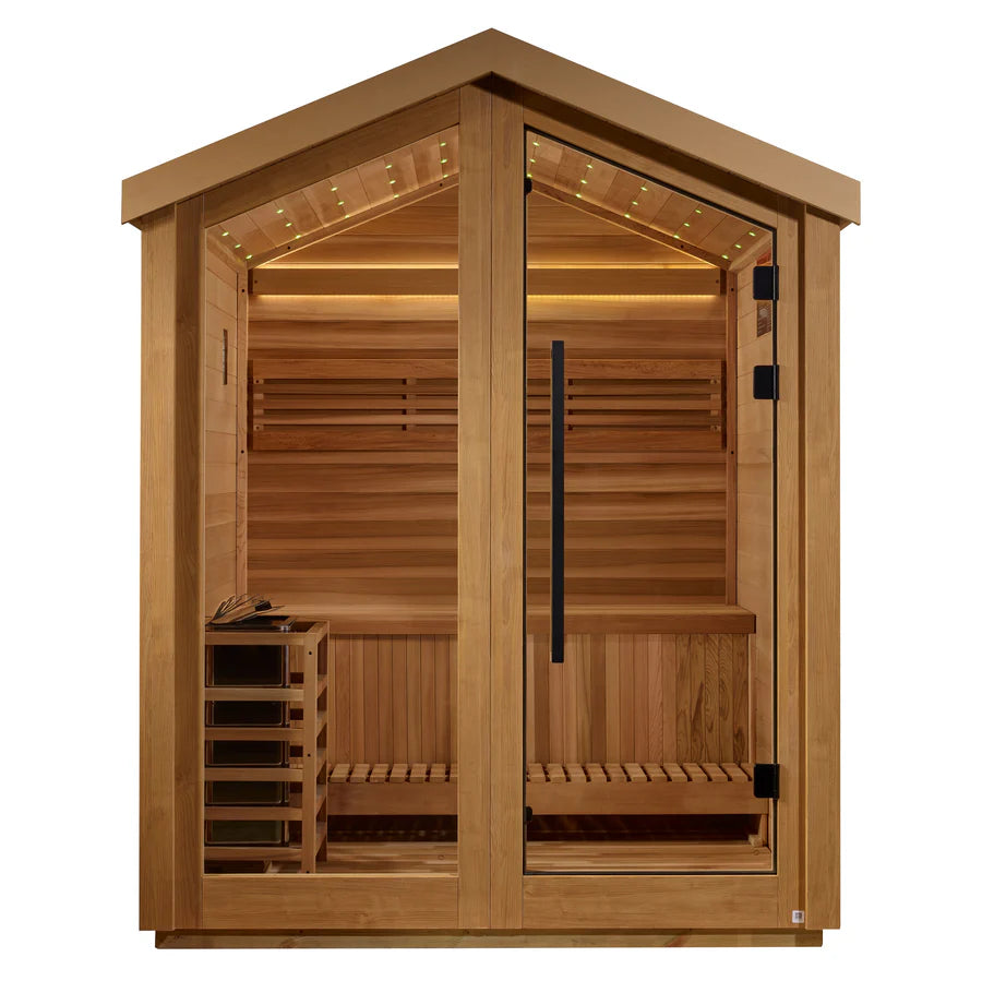 GDI-8503-01 Golden Designs "Savonlinna" 3 Person Outdoor Traditional Sauna - Canadian Red Cedar Interior
