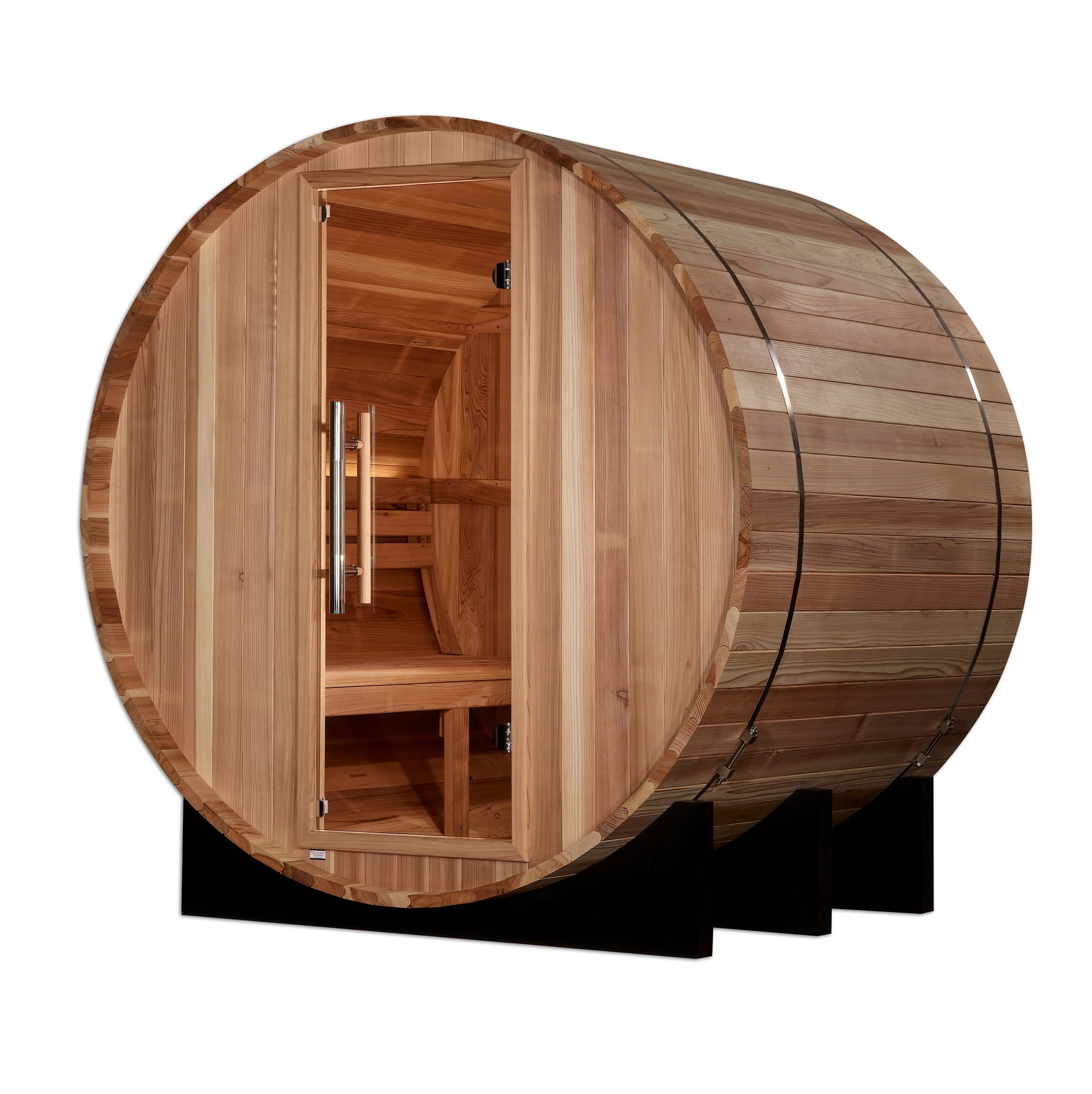 GDI-B002-01 Golden Designs "St. Moritz" 2 Person Barrel Traditional Sauna - Pacific Cedar