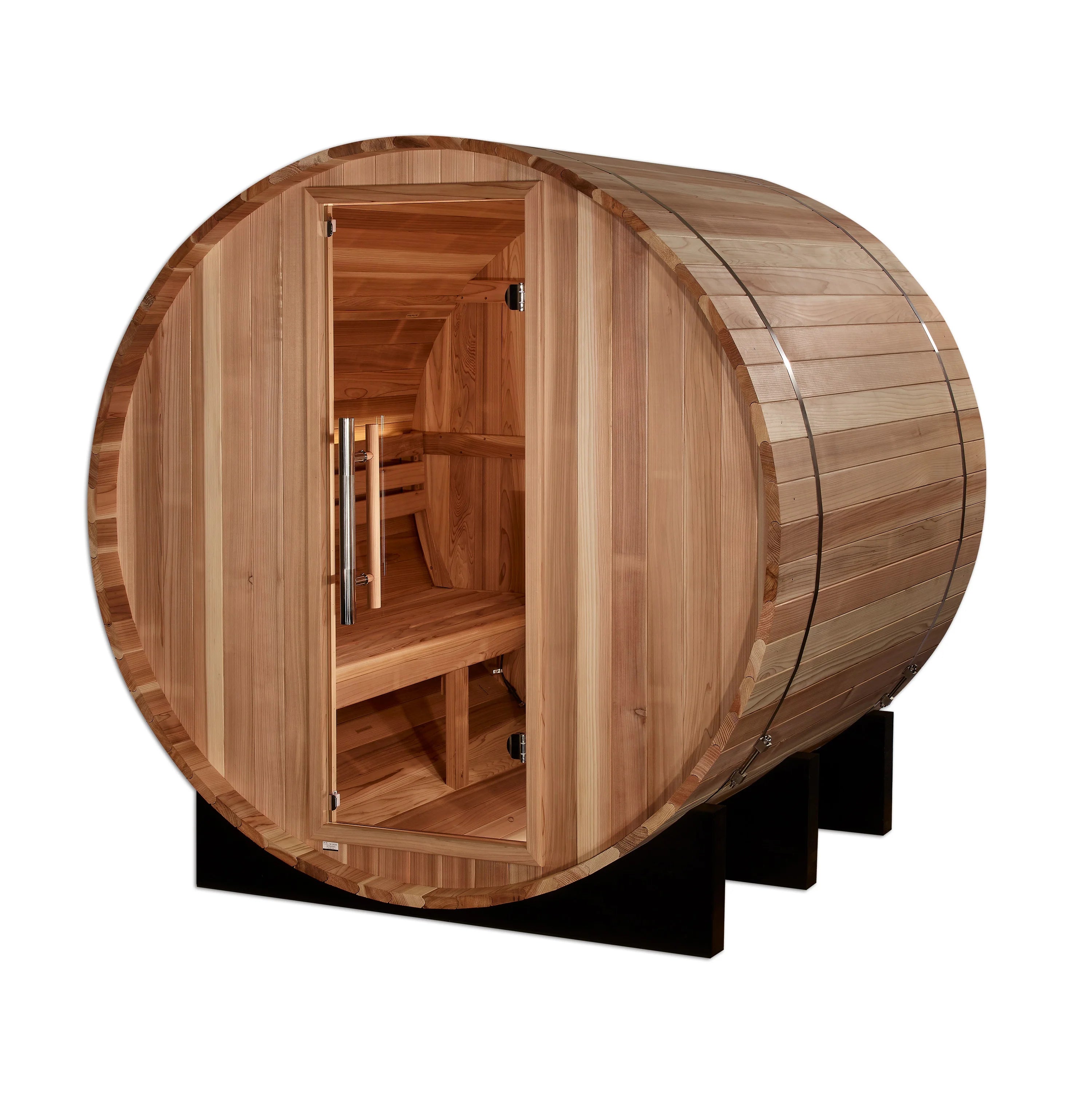 GDI-B002-01 Golden Designs "St. Moritz" 2 Person Barrel Traditional Sauna - Pacific Cedar