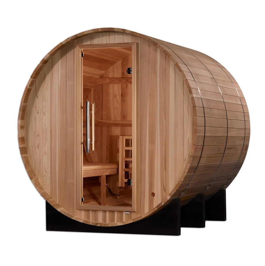 GDI-B004-01 Golden Designs "Arosa" 4 Person Barrel Traditional Sauna - Pacific Cedar