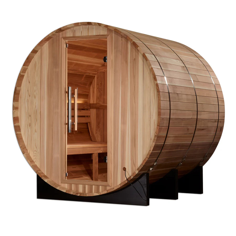 GDI-B004-01 Golden Designs "Arosa" 4 Person Barrel Traditional Sauna - Pacific Cedar