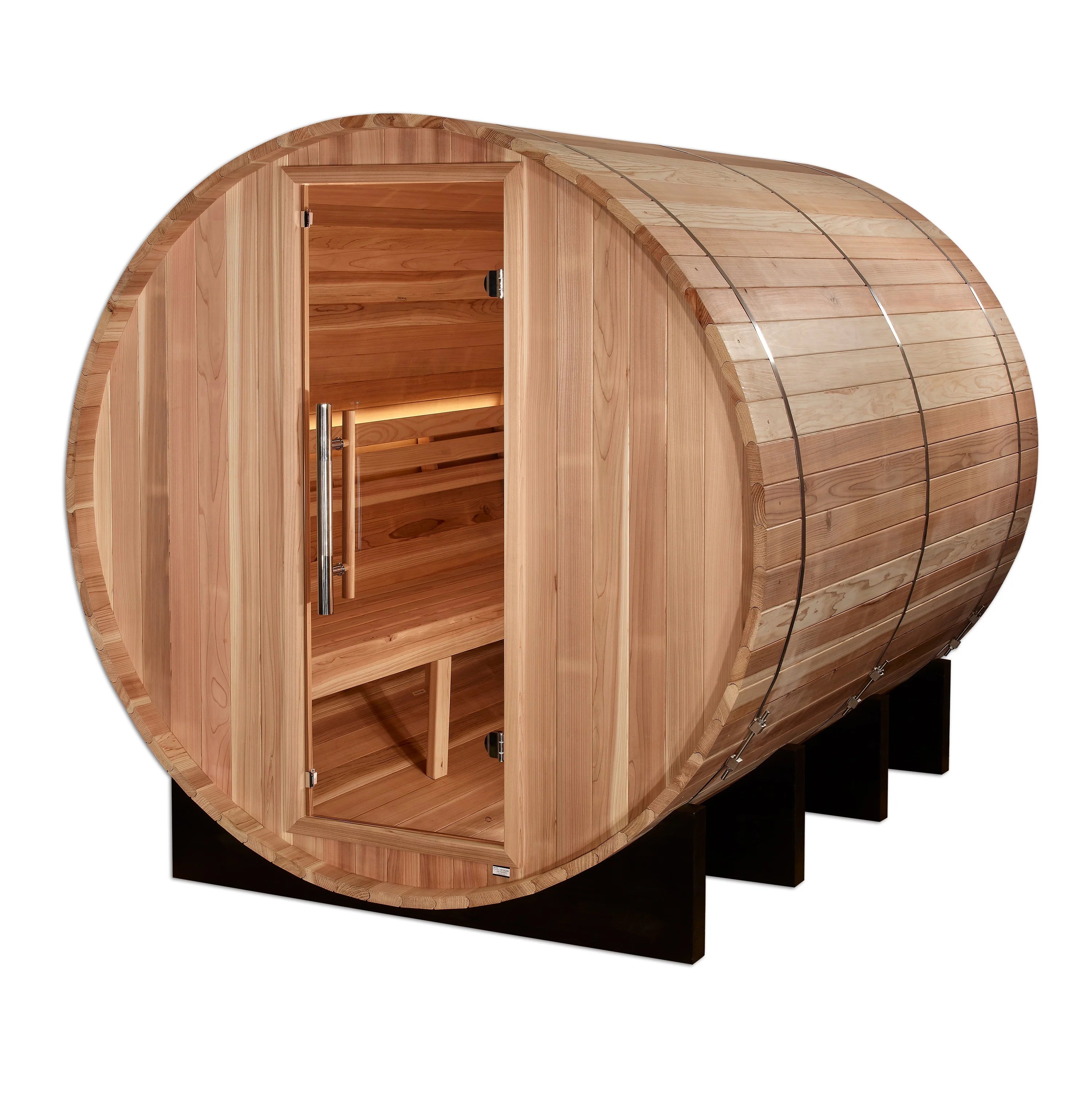 GDI-B006-01 Golden Designs "Klosters" 6 Person Barrel Traditional Sauna - Pacific Cedar