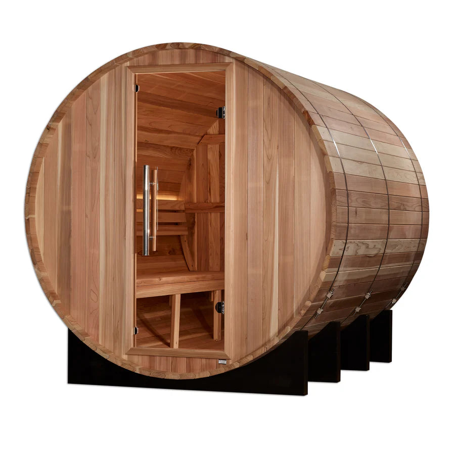 GDI-B006-01 Golden Designs "Klosters" 6 Person Barrel Traditional Sauna - Pacific Cedar