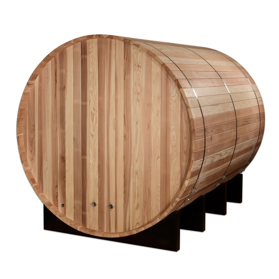 GDI-B006-01 Golden Designs "Klosters" 6 Person Barrel Traditional Sauna - Pacific Cedar