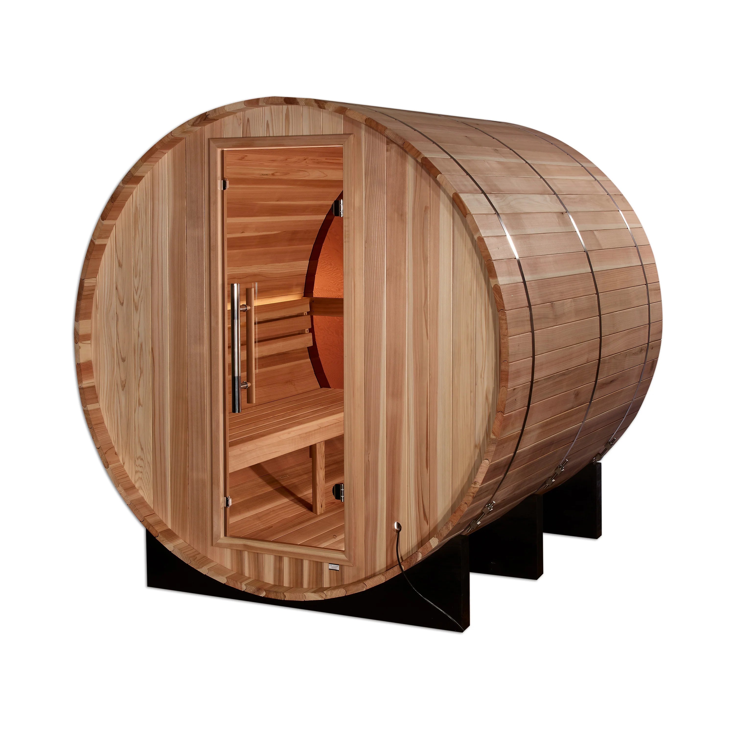 GDI-B024-01 Golden Designs "Zurich" 4 Person Barrel with Bronze Privacy View - Traditional Sauna - Pacific Cedar