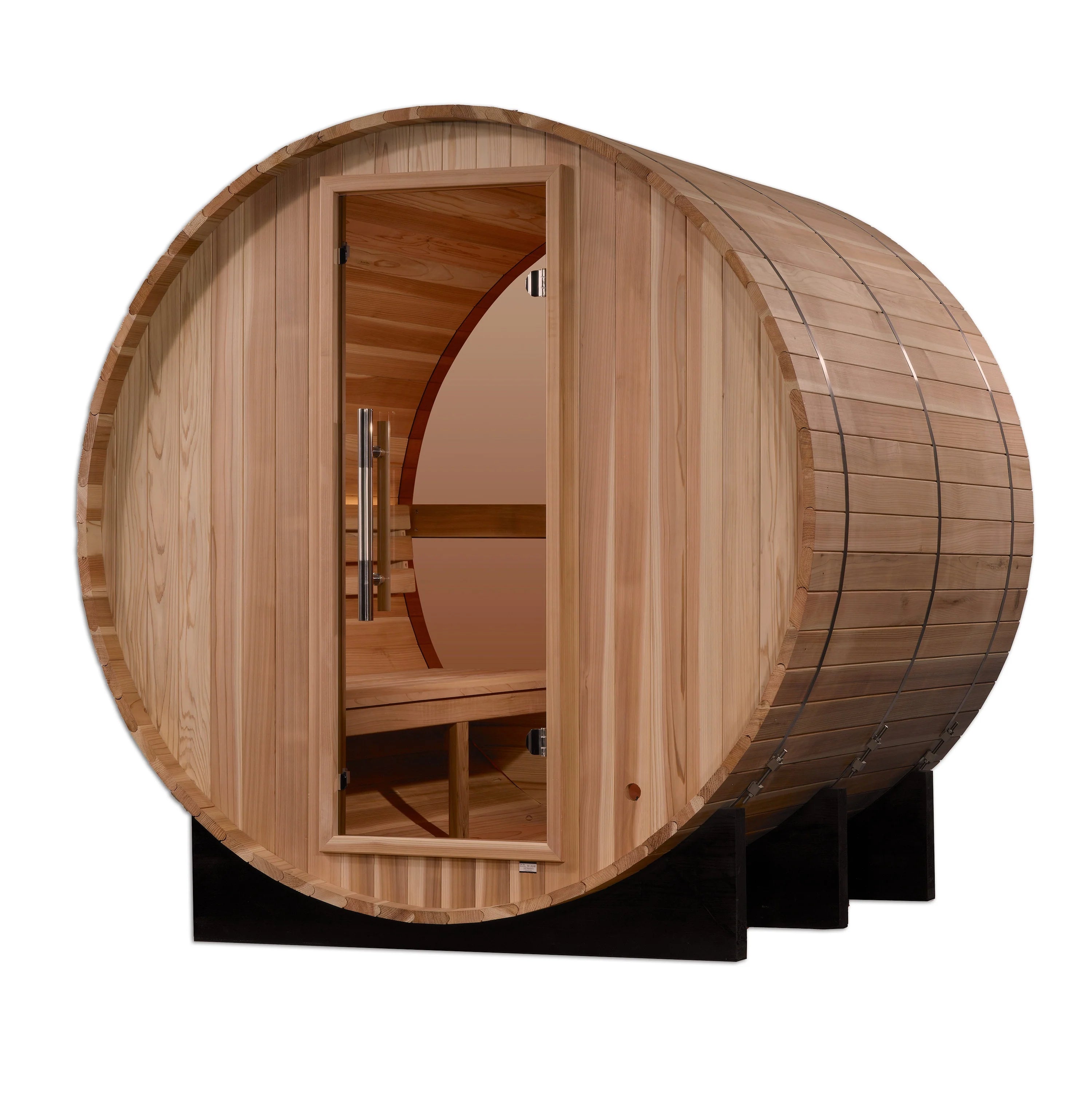 GDI-B024-01 Golden Designs "Zurich" 4 Person Barrel with Bronze Privacy View - Traditional Sauna - Pacific Cedar