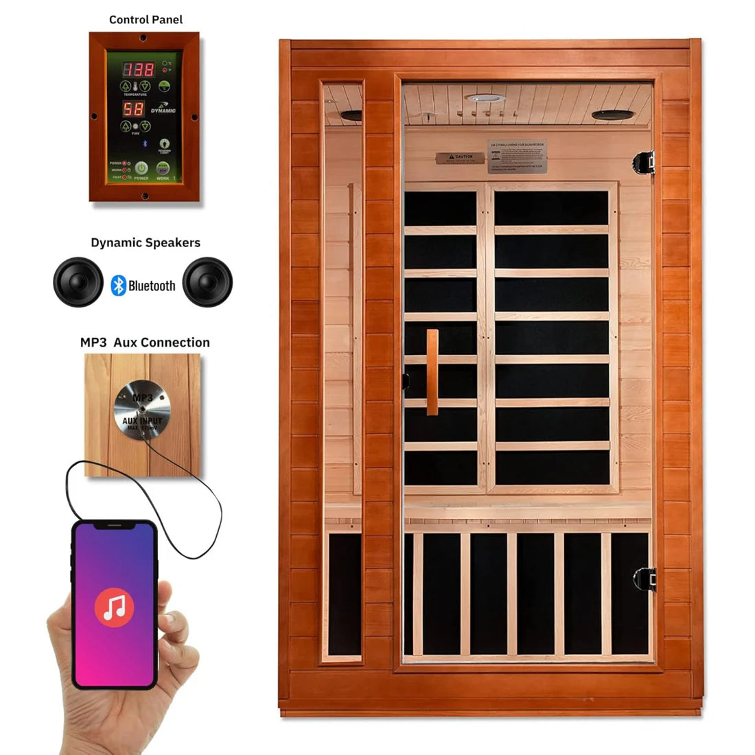 DYN-6203-01 Dynamic Cordoba 2-Person Low EMF (Under 3MG) FAR Infrared Sauna (Canadian Hemlock) - Superior Health & Fitness Solutions