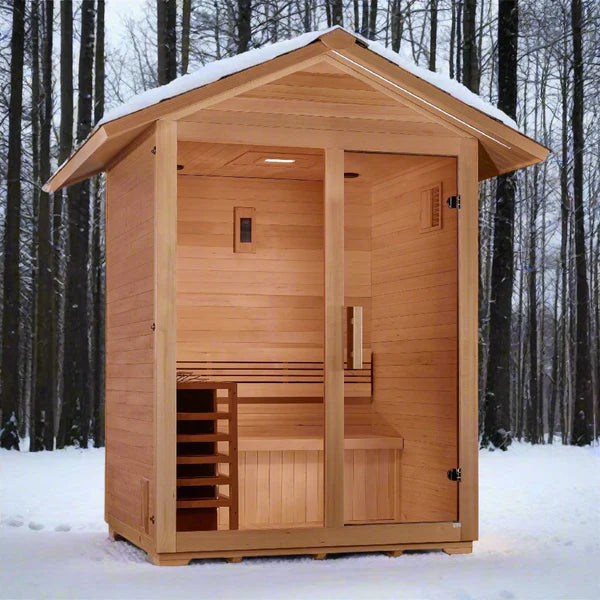 GDI-8103-01 Golden Designs "Arlberg" 3 Person Traditional Outdoor Sauna - Canadian Hemlock
