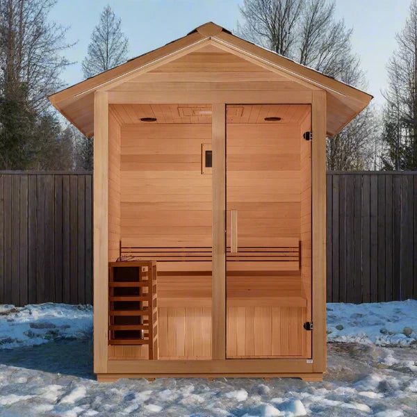 GDI-8103-01 Golden Designs "Arlberg" 3 Person Traditional Outdoor Sauna - Canadian Hemlock