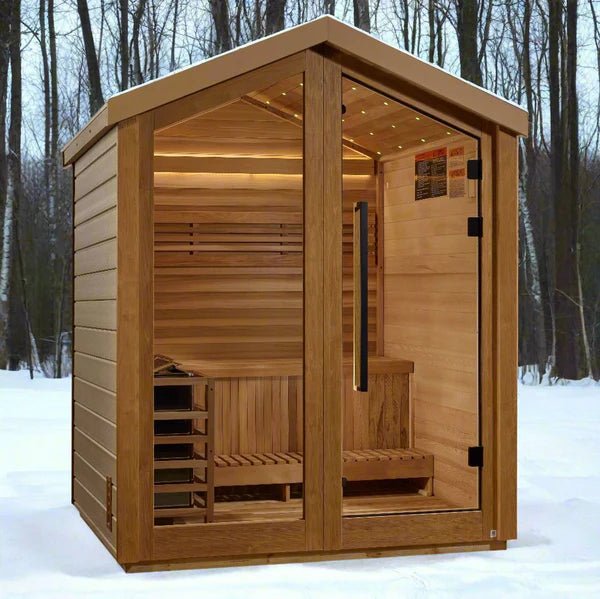 GDI-8503-01 Golden Designs "Savonlinna" 3 Person Outdoor Traditional Sauna - Canadian Red Cedar Interior