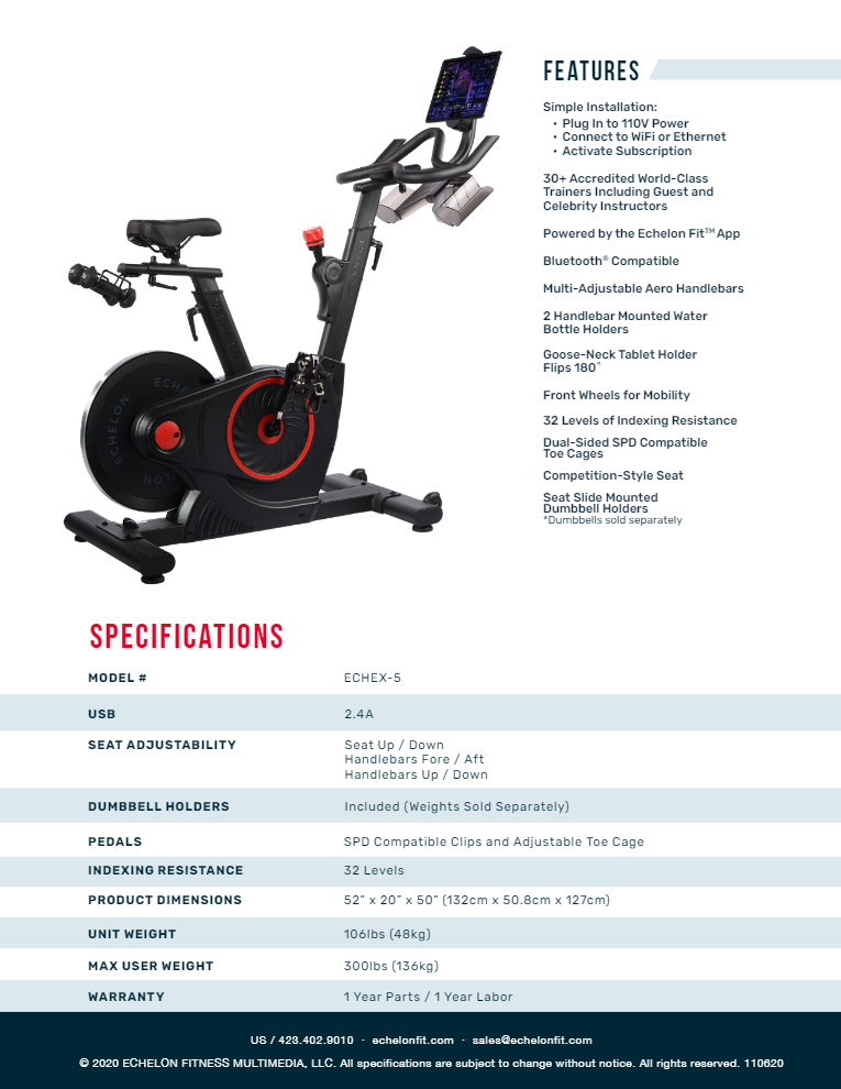 Echelon EX-5 Connected Bike - Superior Health & Fitness Solutions