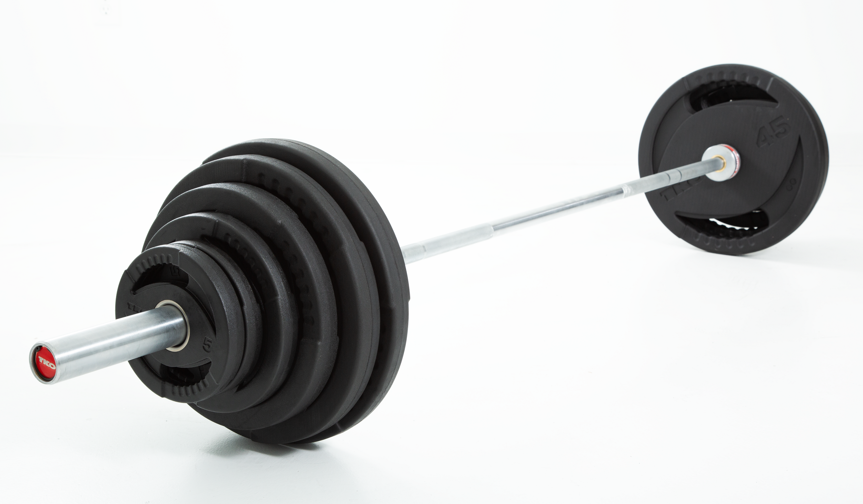 TKO 300lb Olympic Rubber Plate Set w/ 500lb Bar & Collars