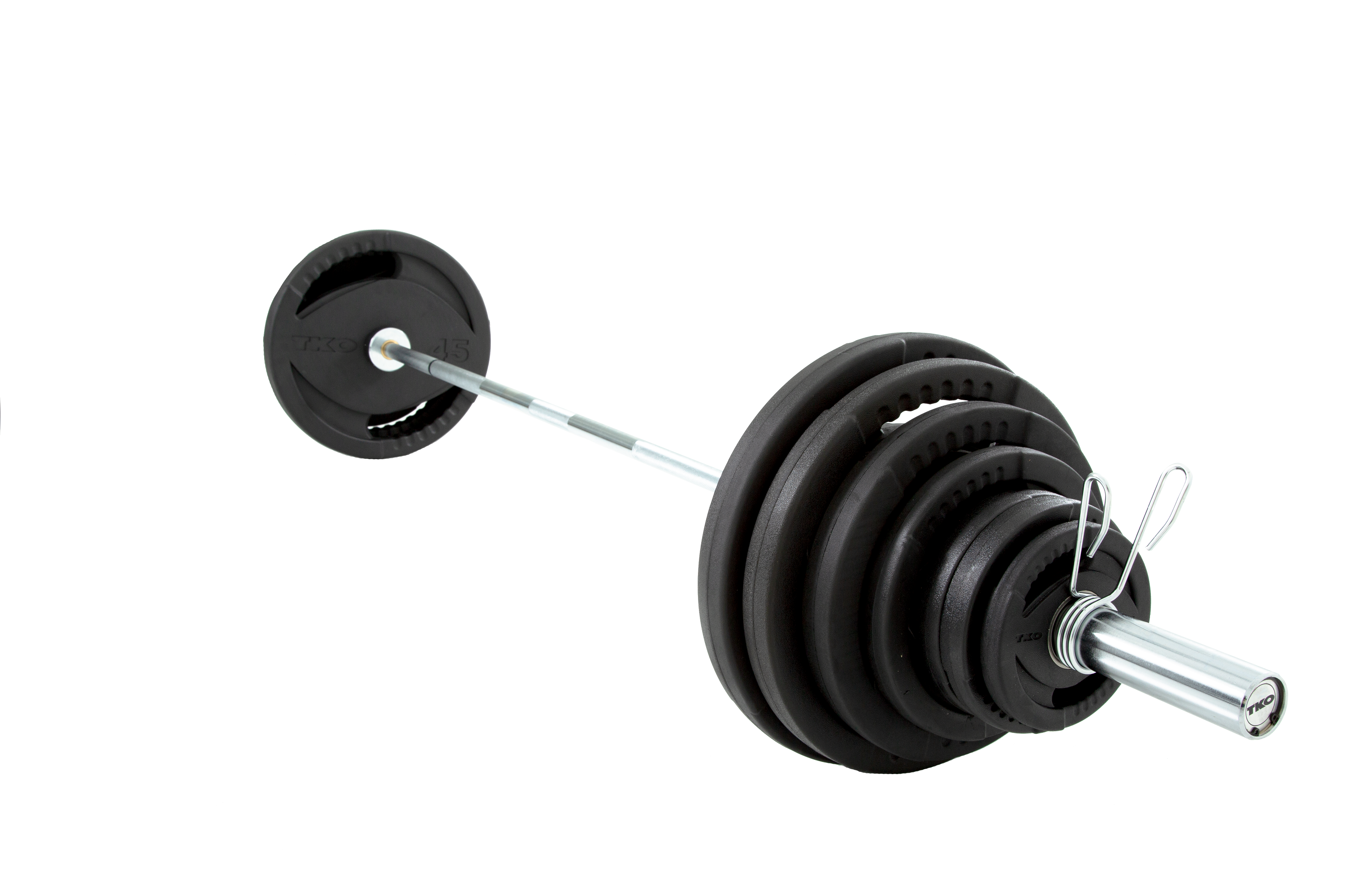 TKO 300lb Olympic Rubber Plate Set w/ 500lb Bar & Collars