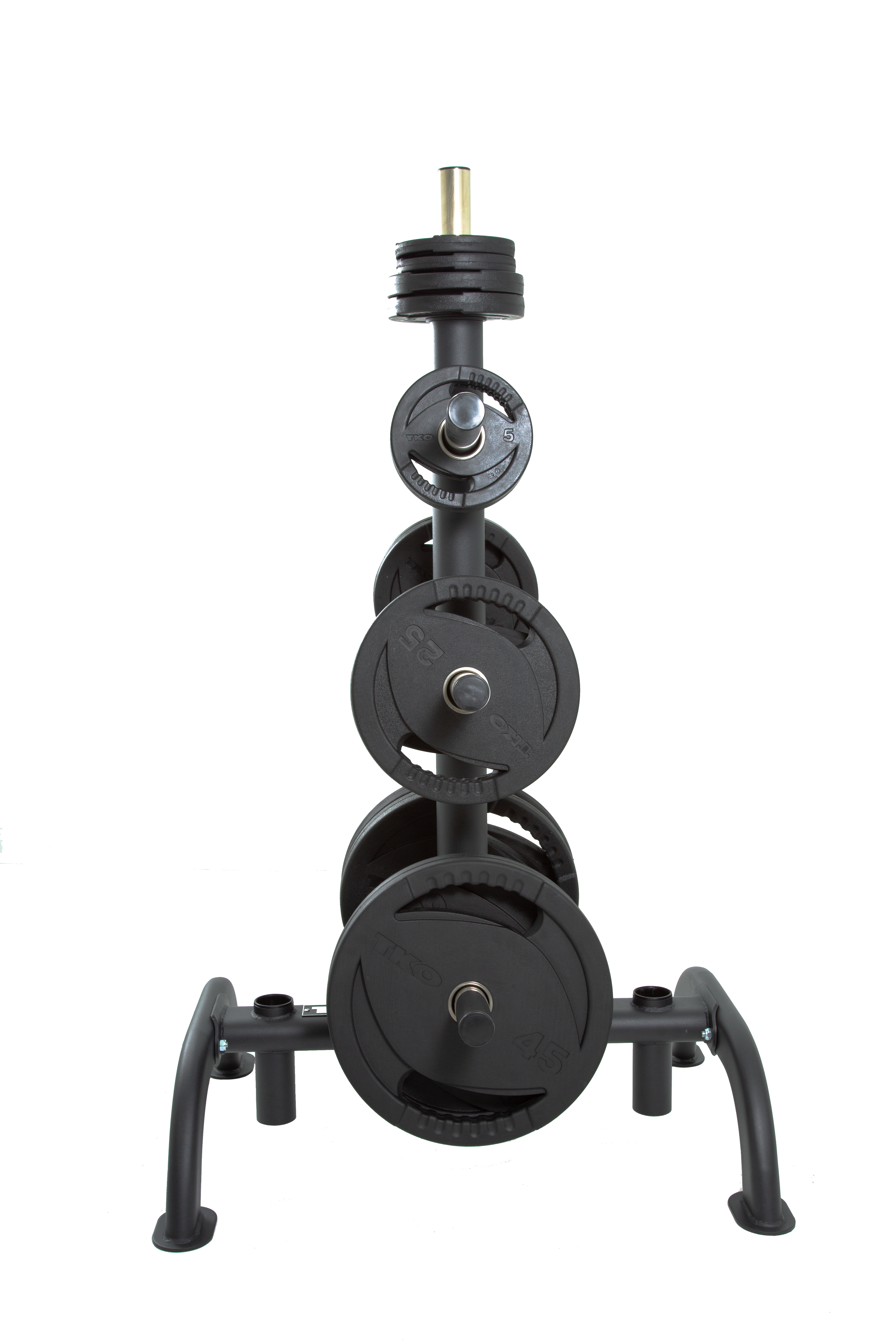 TKO 255lb Rubber Oly Plate Set w/ 6210 Plate Tree