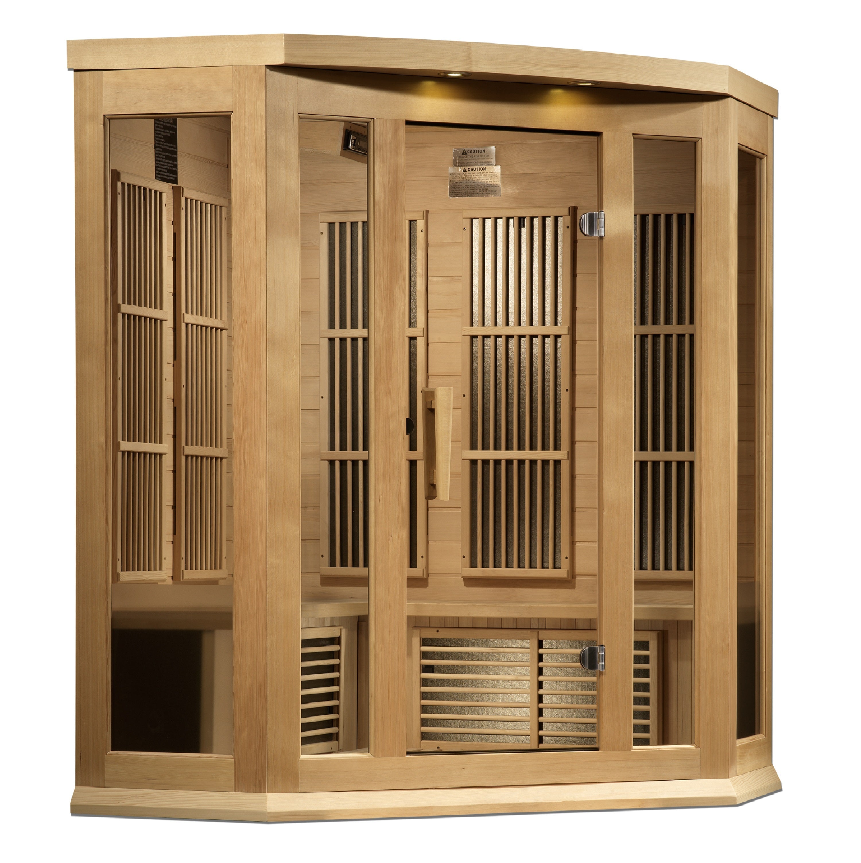 MX-K356-01-ZF Maxxus 3-Person Corner Near Zero EMF FAR Infrared Sauna - Canadian Hemlock - Superior Health & Fitness Solutions