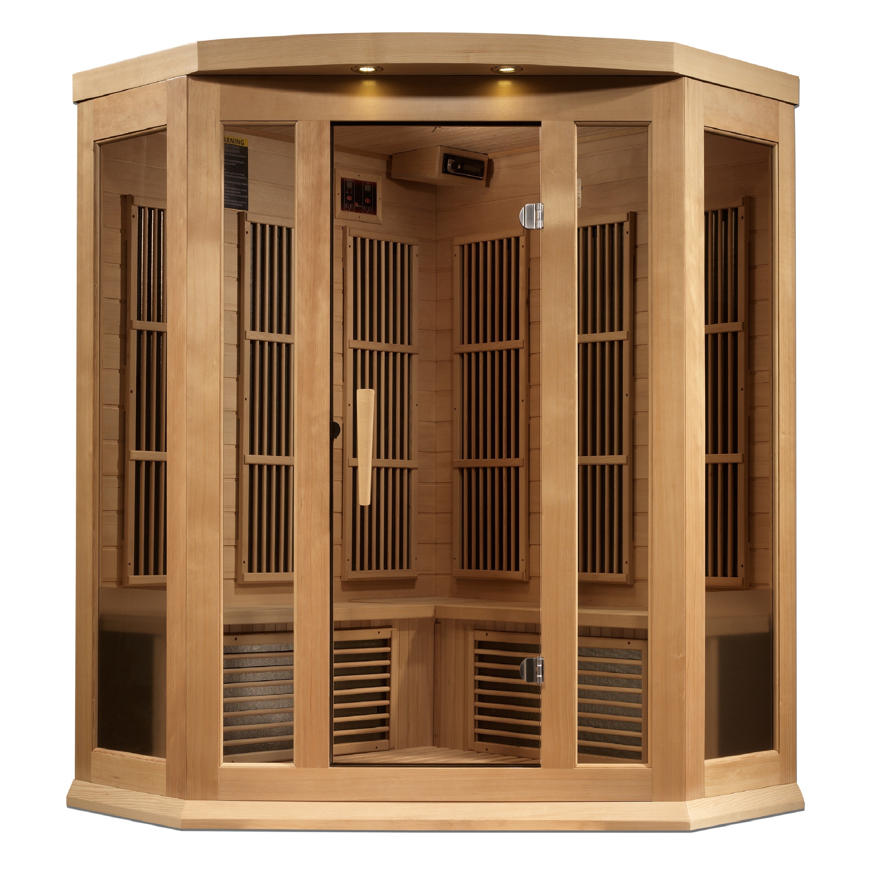 MX-K356-01-ZF Maxxus 3-Person Corner Near Zero EMF FAR Infrared Sauna - Canadian Hemlock - Superior Health & Fitness Solutions