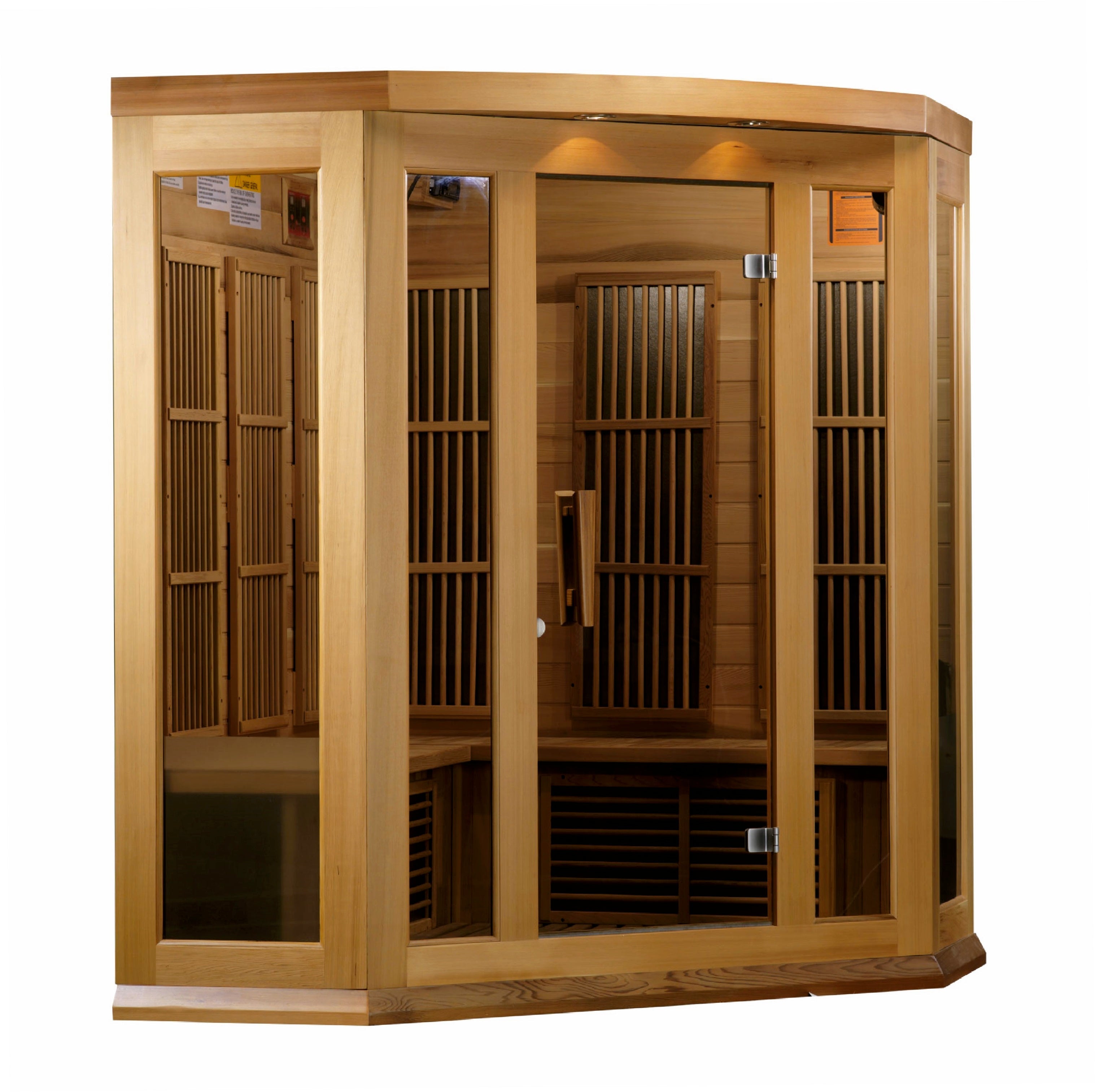MX-K356-01 Maxxus 3-Person Corner Low EMF FAR Infrared Sauna Canadian Red Cedar - Superior Health & Fitness Solutions