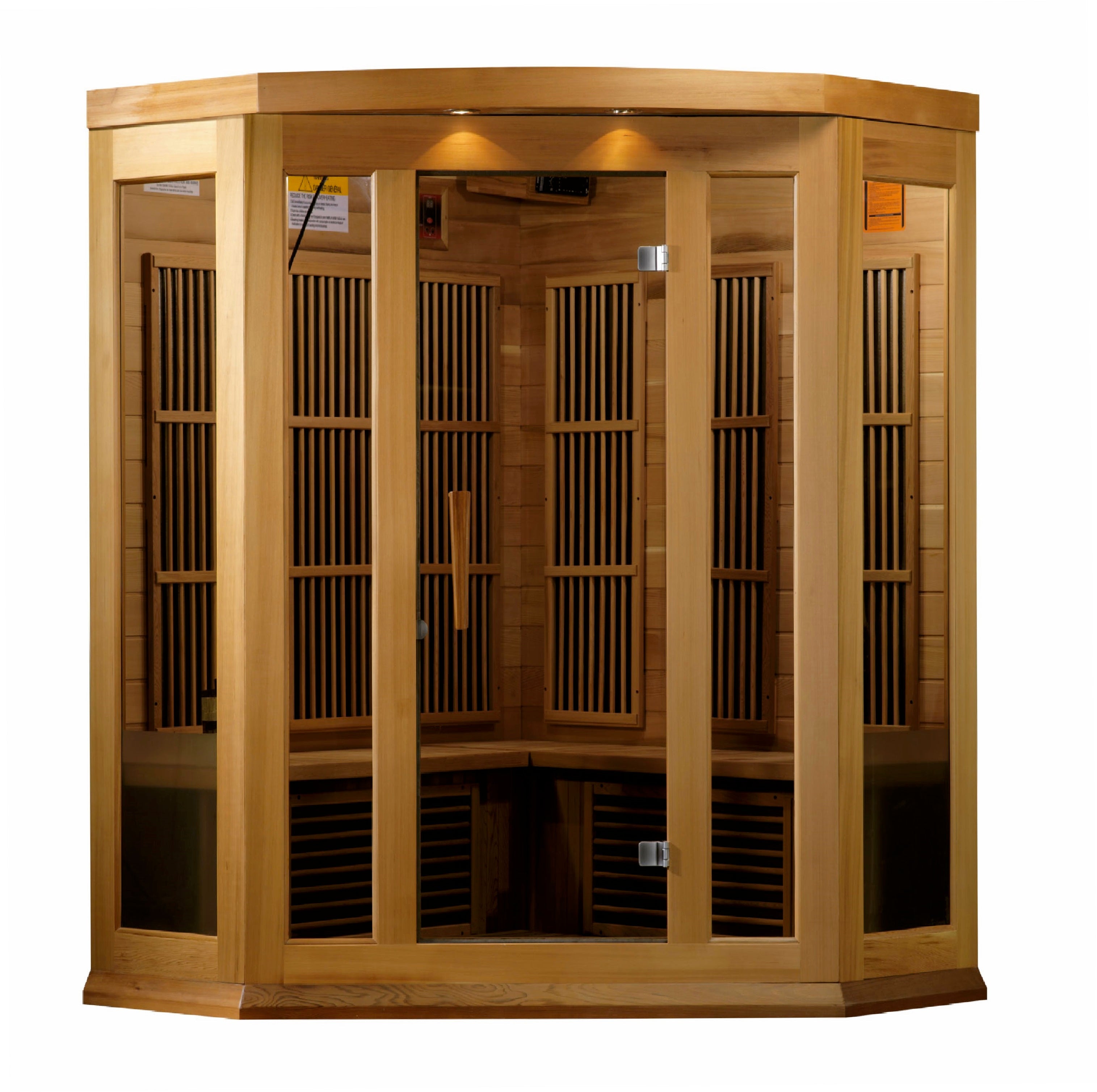MX-K356-01-ZF CED Maxxus "Avignon Edition" 3-Person Corner Near Zero EMF FAR Infrared Sauna - Canadian Red Cedar - Superior Health & Fitness Solutions