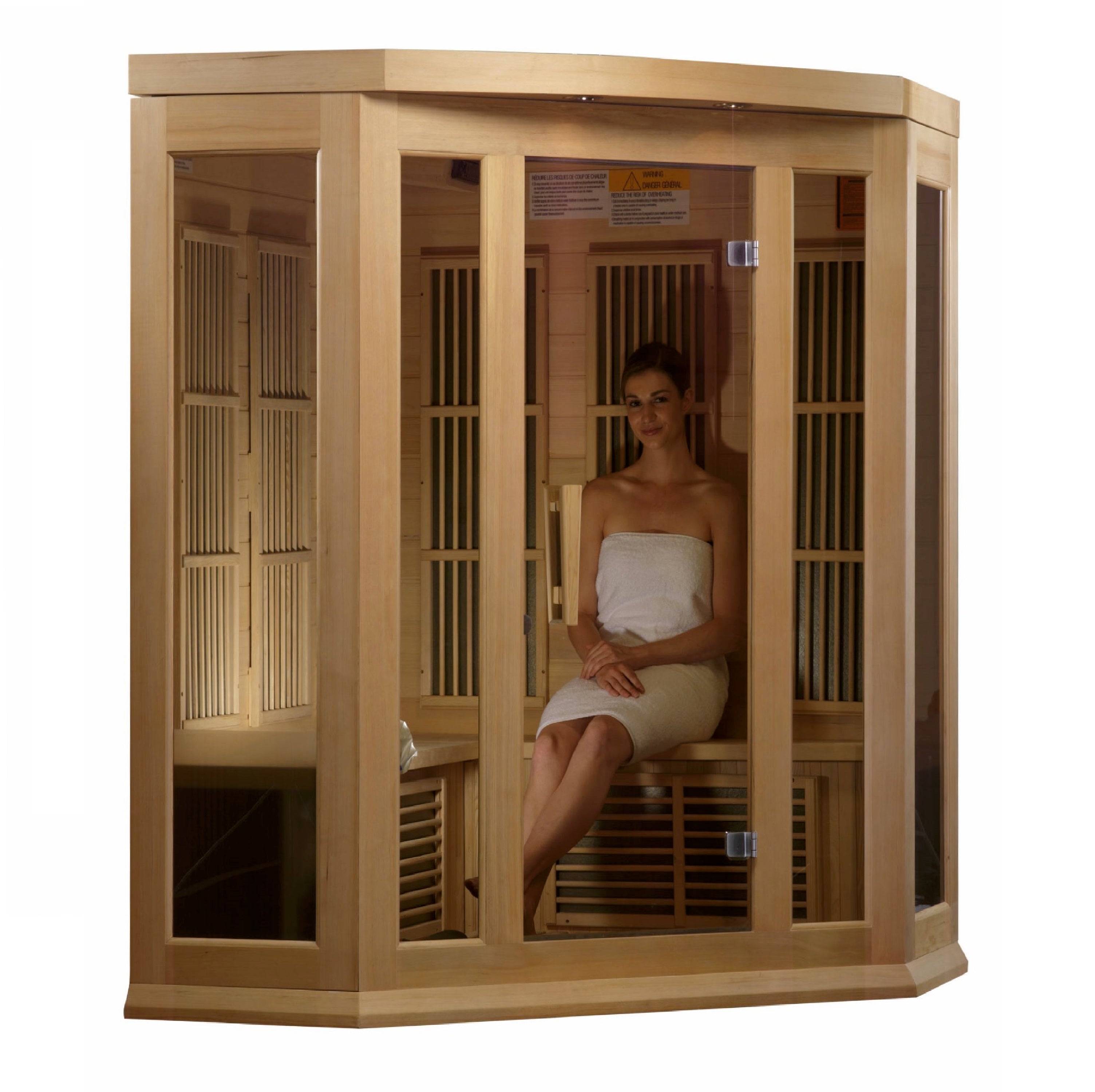 MX-K356-01 Maxxus 3-Person Corner Low EMF FAR Infrared Sauna Canadian Hemlock - Superior Health & Fitness Solutions