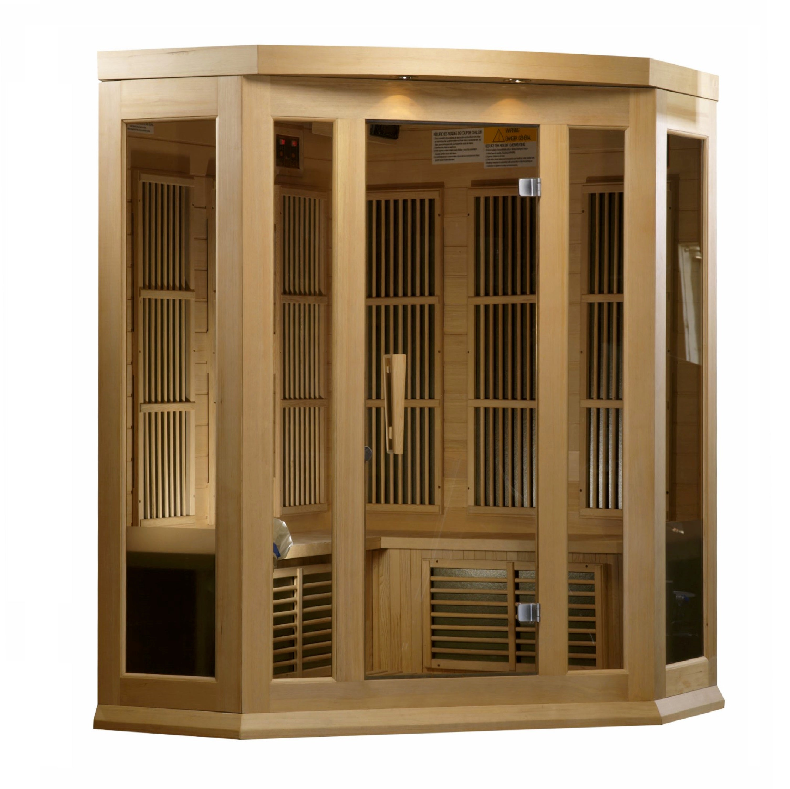 MX-K356-01 Maxxus 3-Person Corner Low EMF FAR Infrared Sauna Canadian Hemlock - Superior Health & Fitness Solutions
