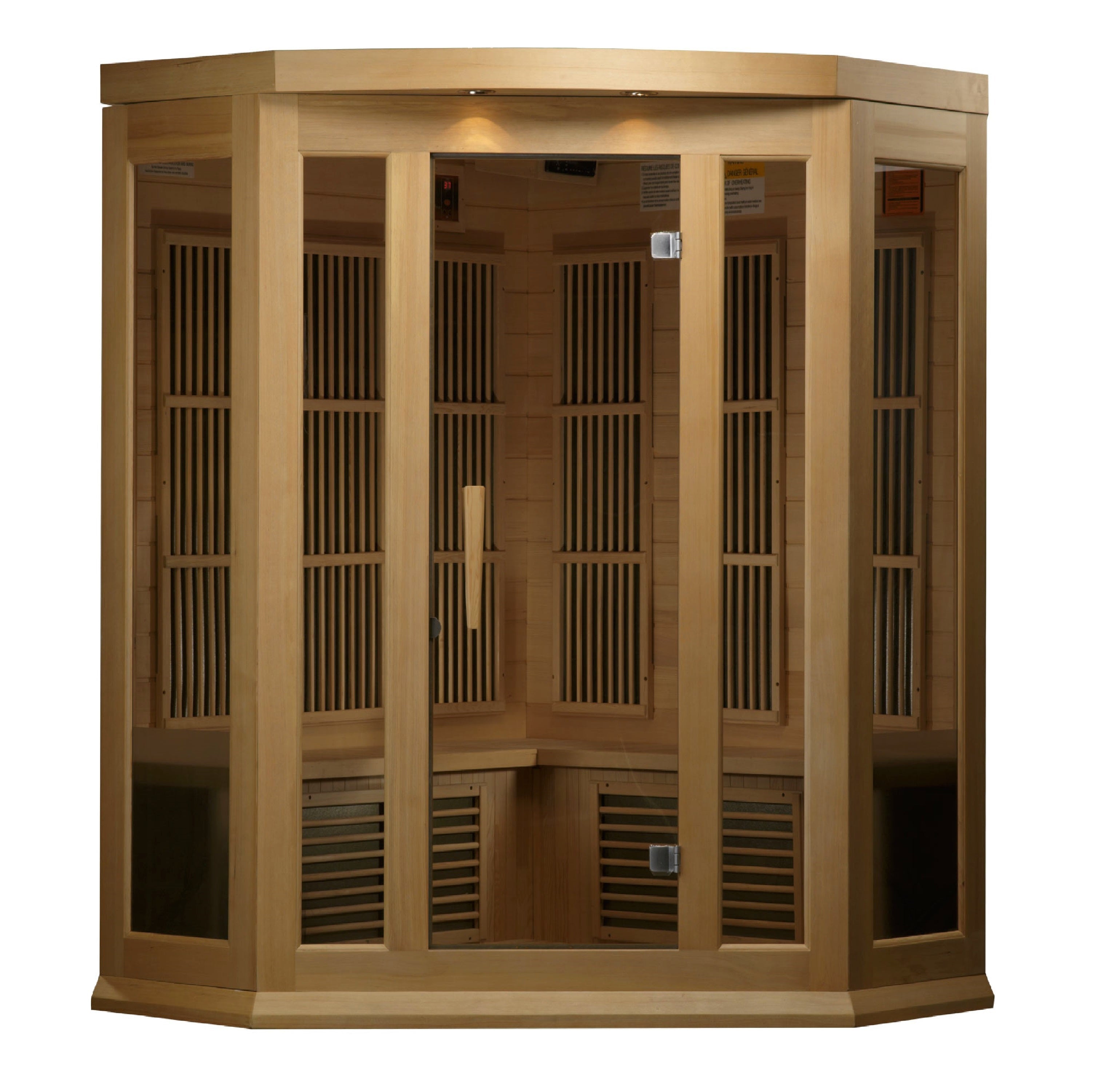 MX-K356-01 Maxxus 3-Person Corner Low EMF FAR Infrared Sauna Canadian Hemlock - Superior Health & Fitness Solutions