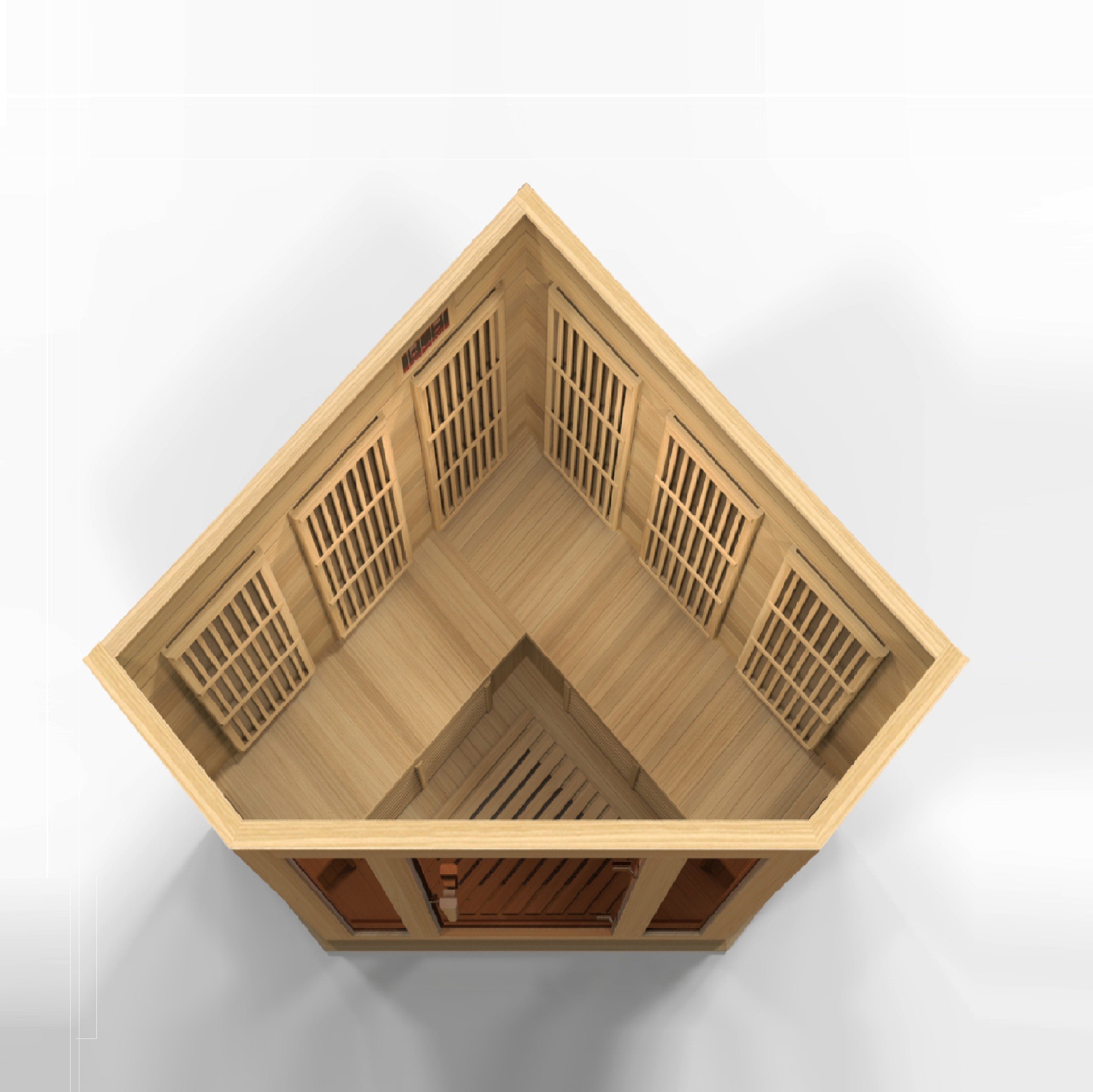 MX-K356-01 Maxxus 3-Person Corner Low EMF FAR Infrared Sauna Canadian Hemlock - Superior Health & Fitness Solutions