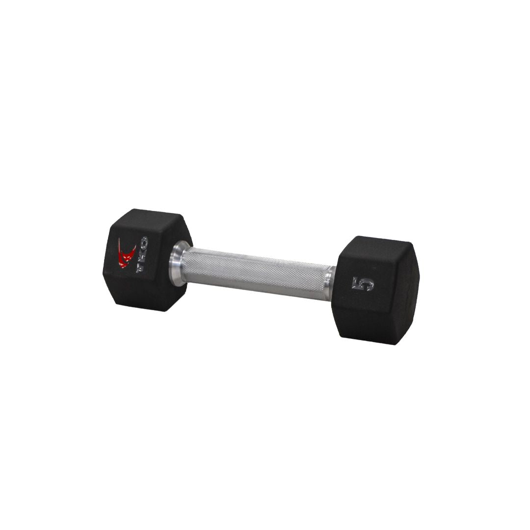 TKO 5-100lb Urethane Hex Tri-Grip Handle Dumbbells w/ 3 Tier Shelf Rack