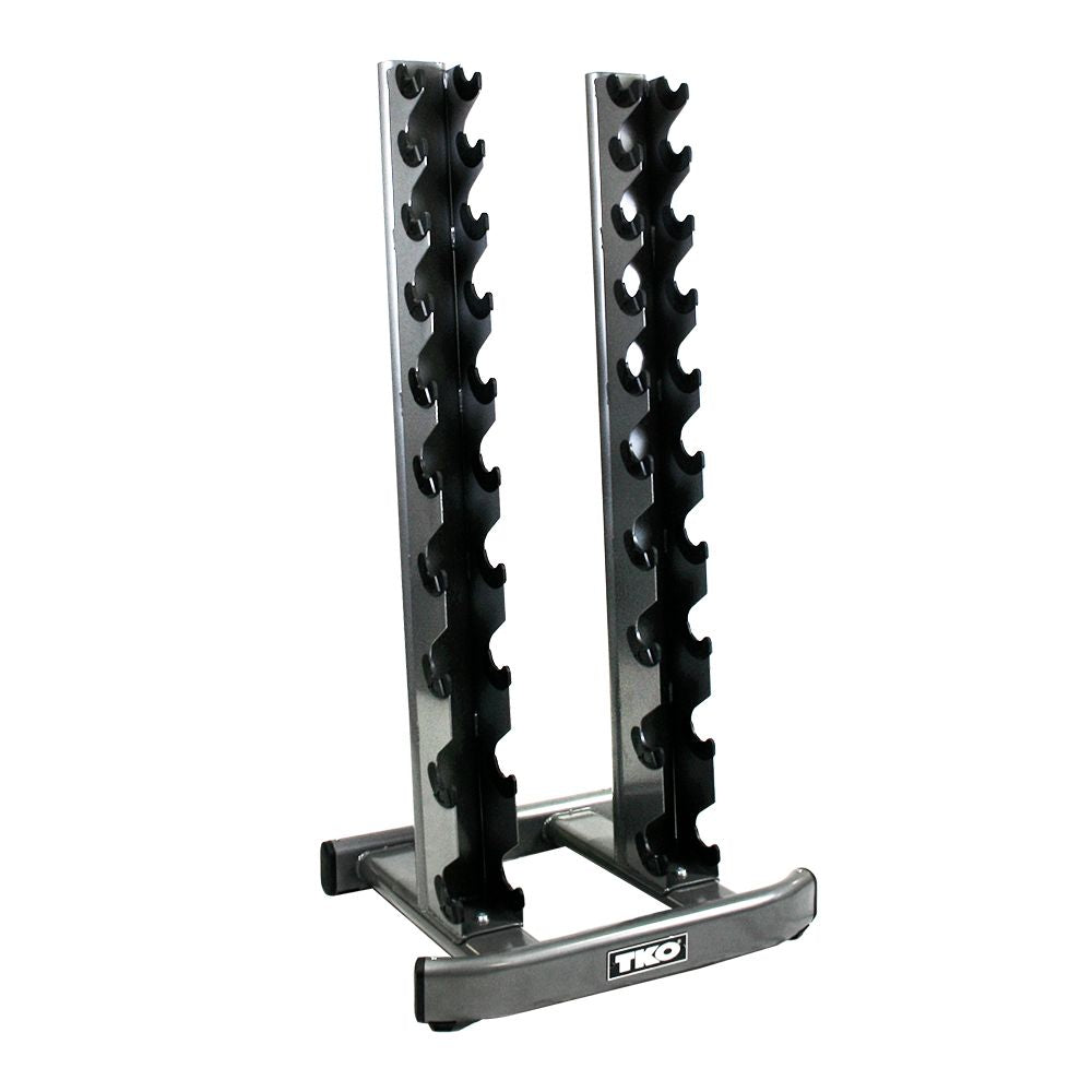TKO 5-50lb Rubber Hex Tri-Grip Handle Dumbbells w/ 10 Pair Rack