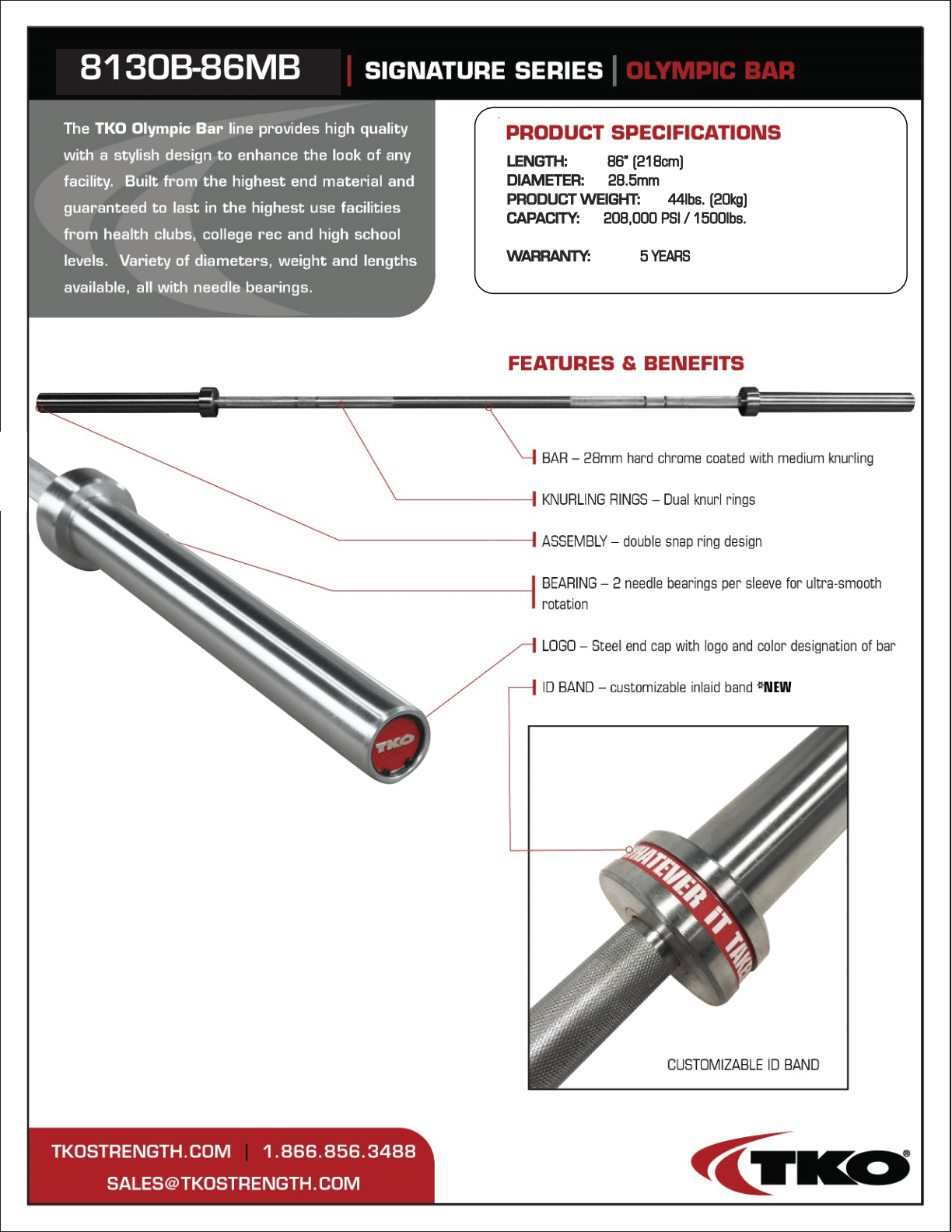 TKO 300lb Olympic Rubber Plate Set w/ 1,500lb Bar & Collars