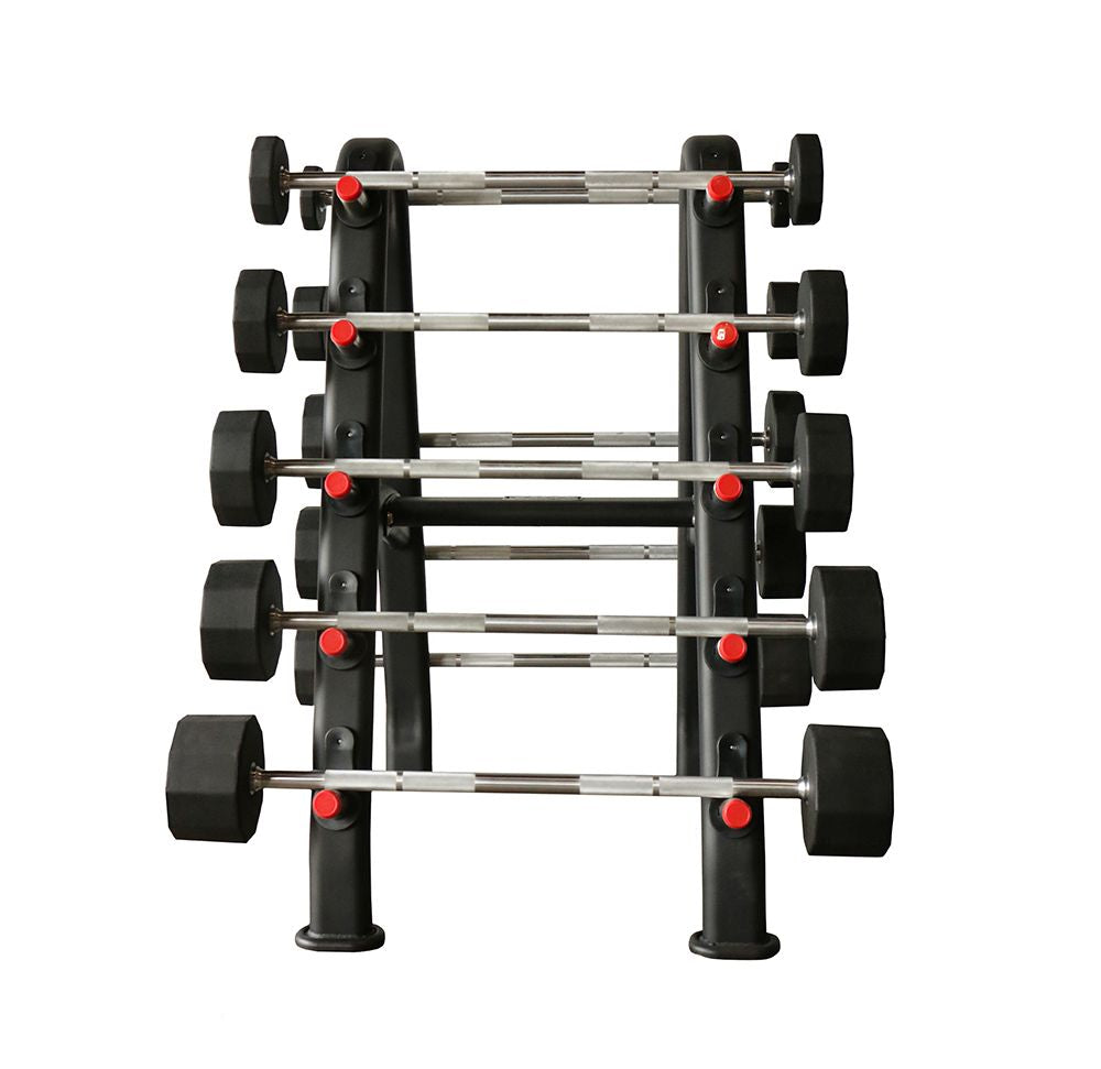 TKO 20-110lb Rubber Straight Barbells w/ 10 Set Rack - Superior Health & Fitness Solutions