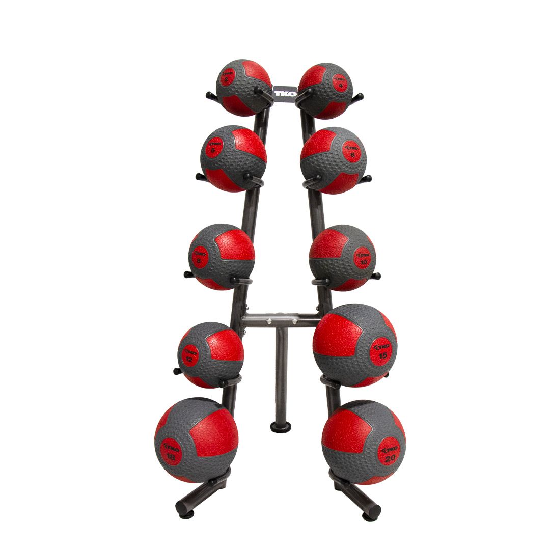 TKO 2lb Through 20lb Med Ball Set w/ 10 Ball Rack, 1 Extra 8lb - Superior Health & Fitness Solutions