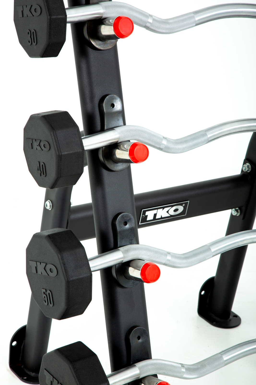 TKO 20-60lb Rubber Curl Barbells w/ 5 Set Rack