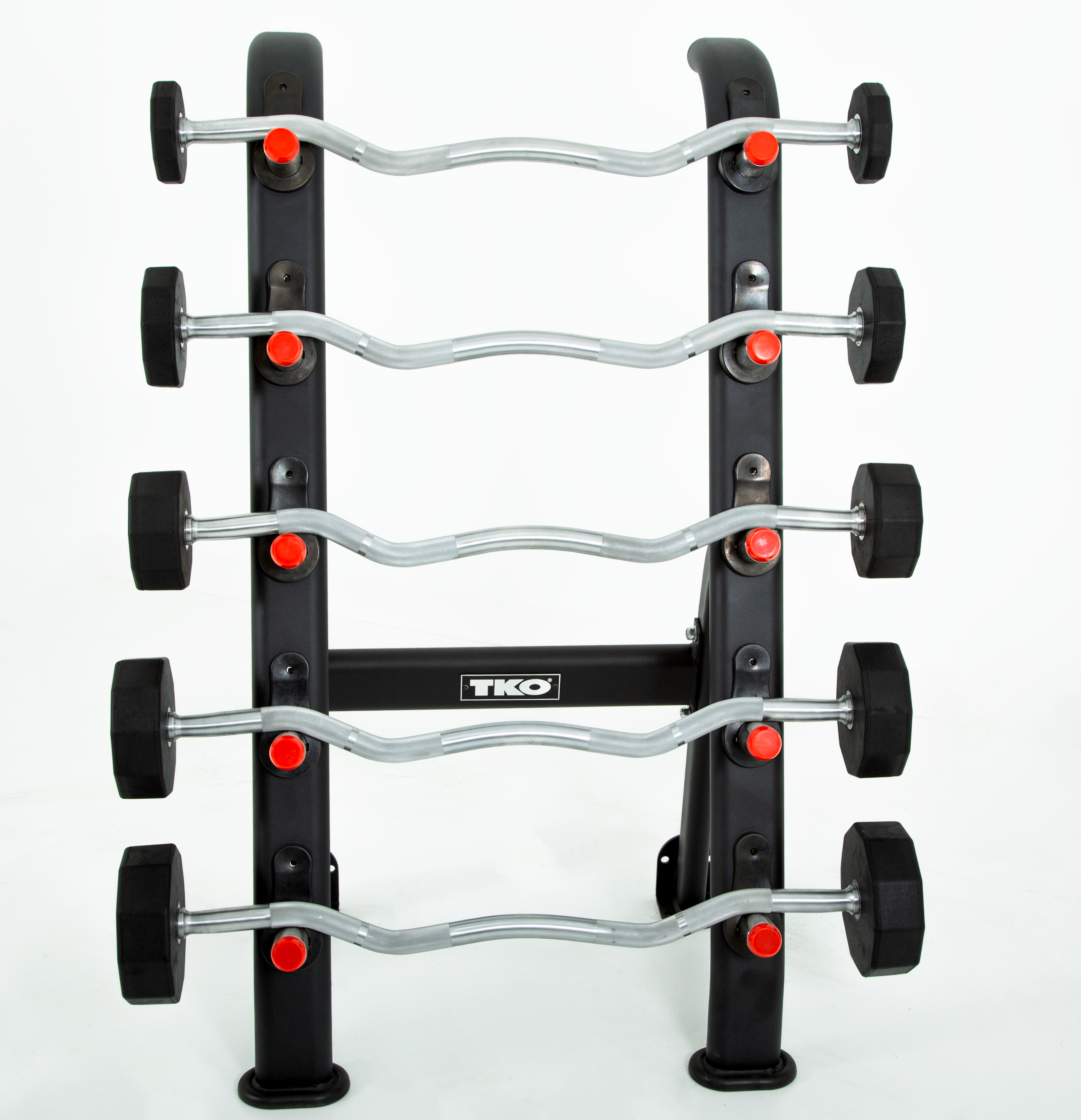 TKO 20-60lb Rubber Curl Barbells w/ 5 Set Rack