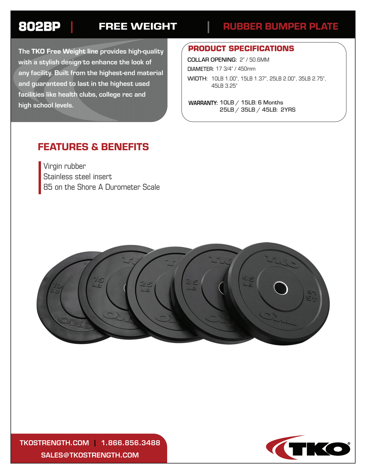 TKO 370lb Bumper Plate Set