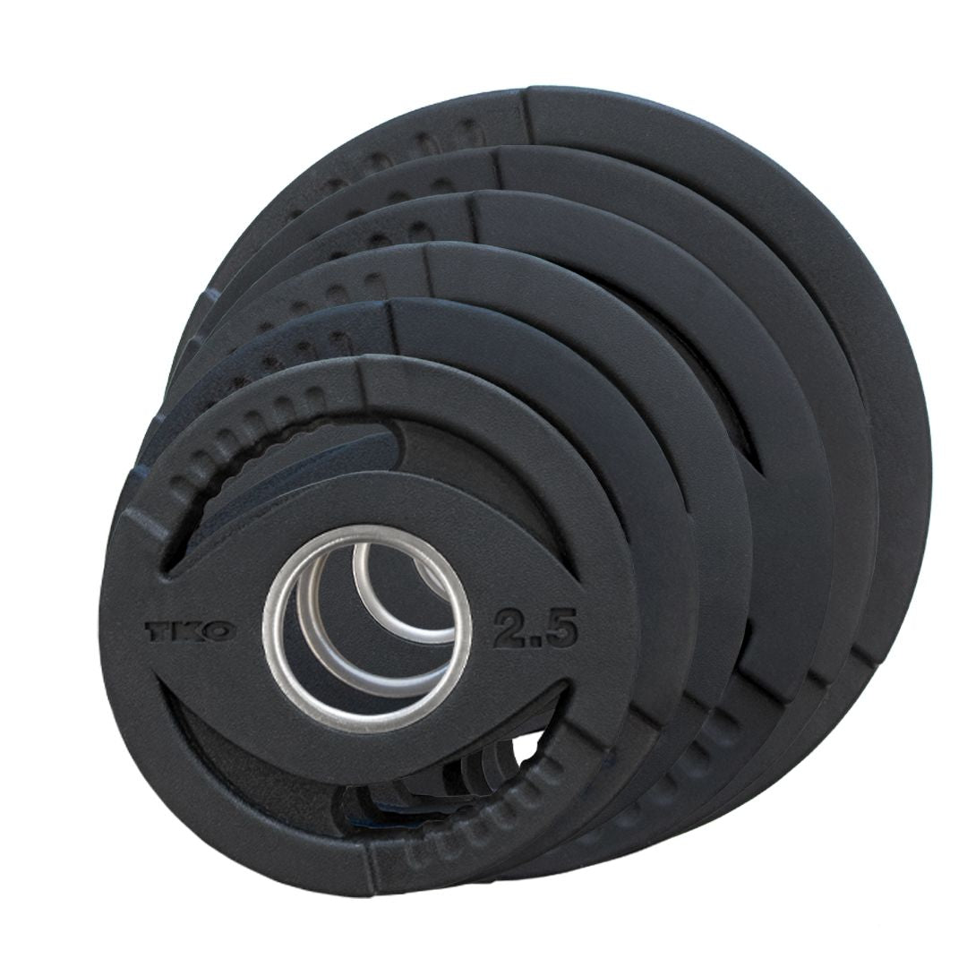 TKO 255lb Rubber Oly Plate Set w/ 843OPT-BK Plate Tree