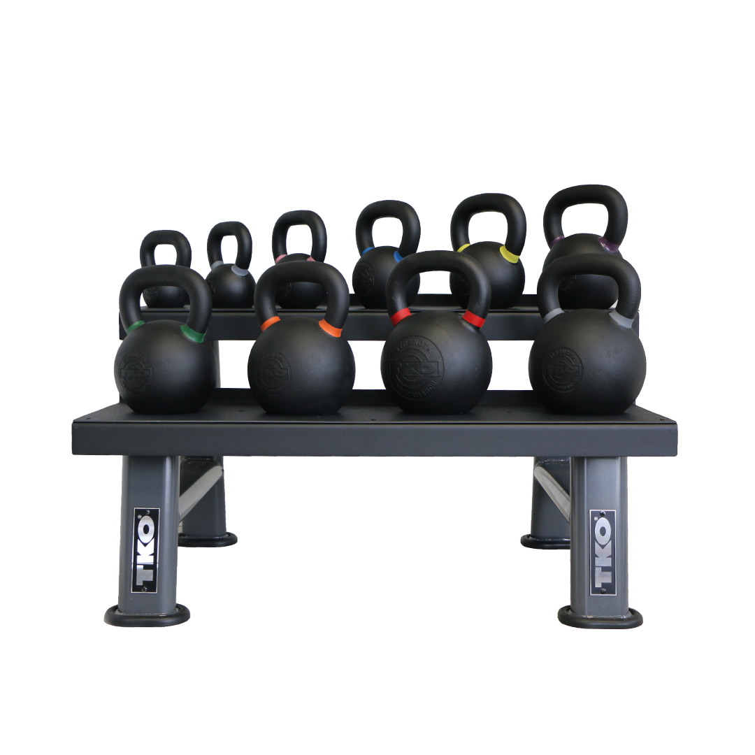 TKO 4kg-36kg Cast Kettlebell Set w/ 2 Tier Rack - Superior Health & Fitness Solutions