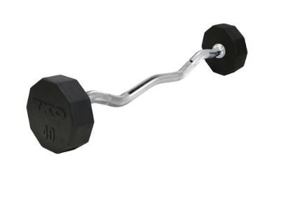 TKO 20-60lb Rubber Curl Barbells w/ 5 Set Rack