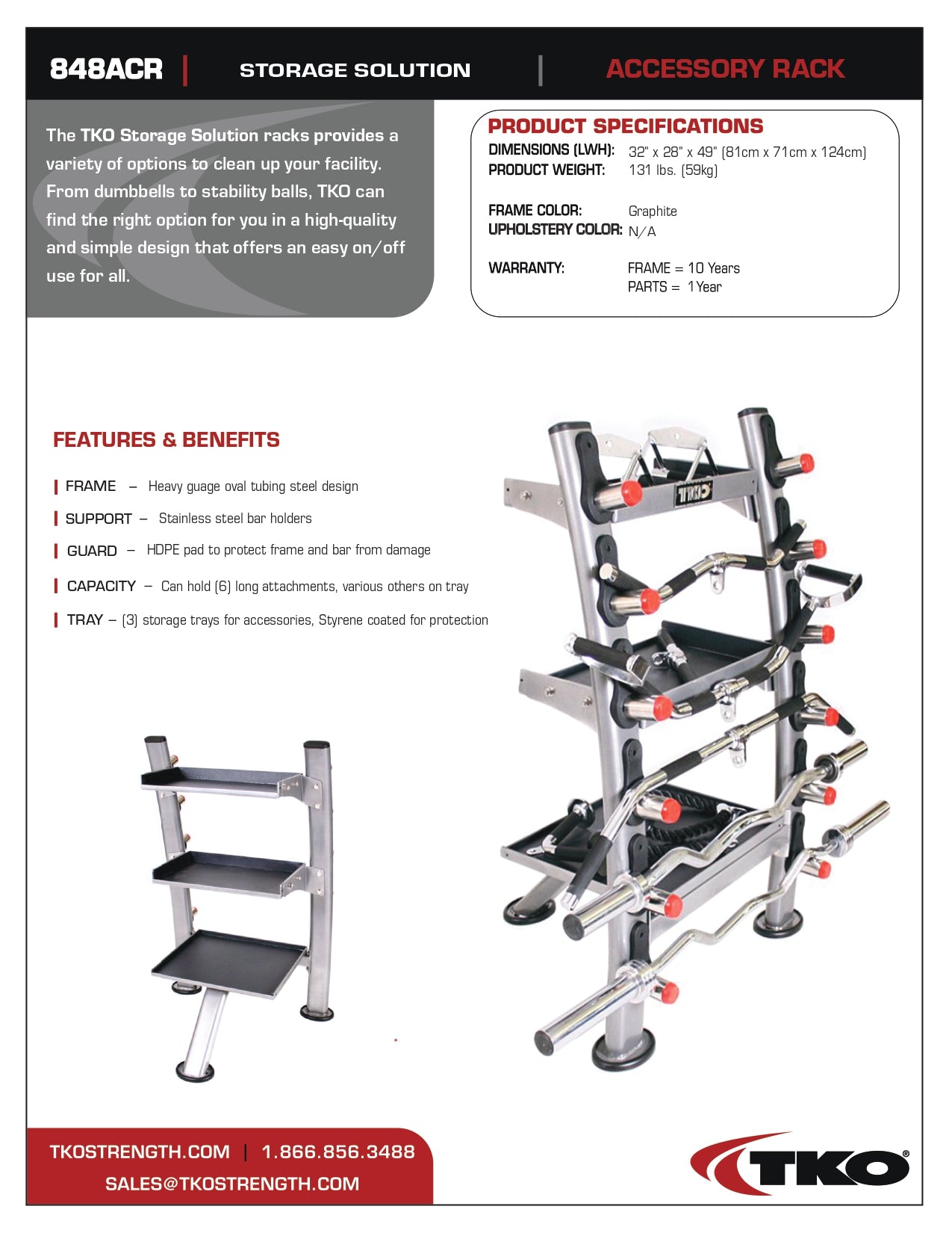 TKO Commercial Cable Attachment Set with 848ACR-BK Rack